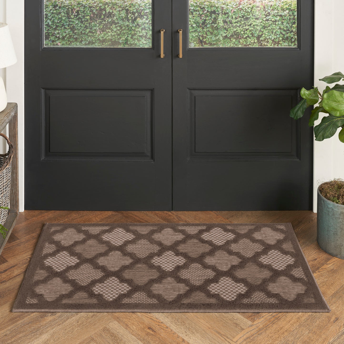 Nourison Home Easy Care NES01 Brown  Contemporary Flat Weave Rug