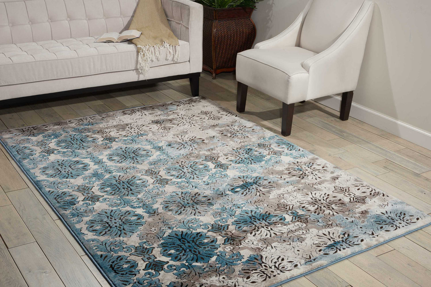 Nourison Home Karma KRM05 Ivory Blue  Transitional Machinemade Rug