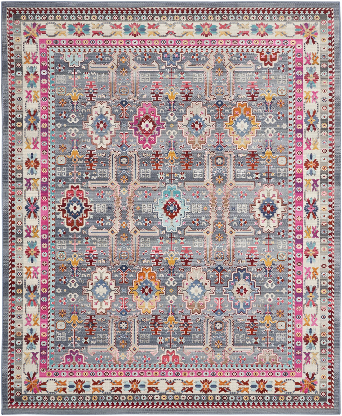 Nourison Home Vintage Kashan VKA05 Grey Multi  Transitional Machinemade Rug