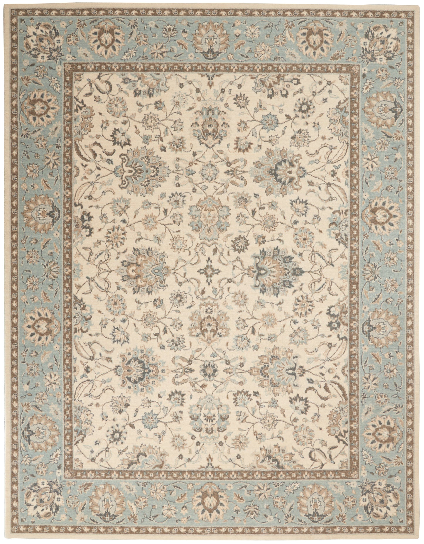 Nourison Home Living Treasures LI16 Ivory Aqua  Traditional Loom Rug