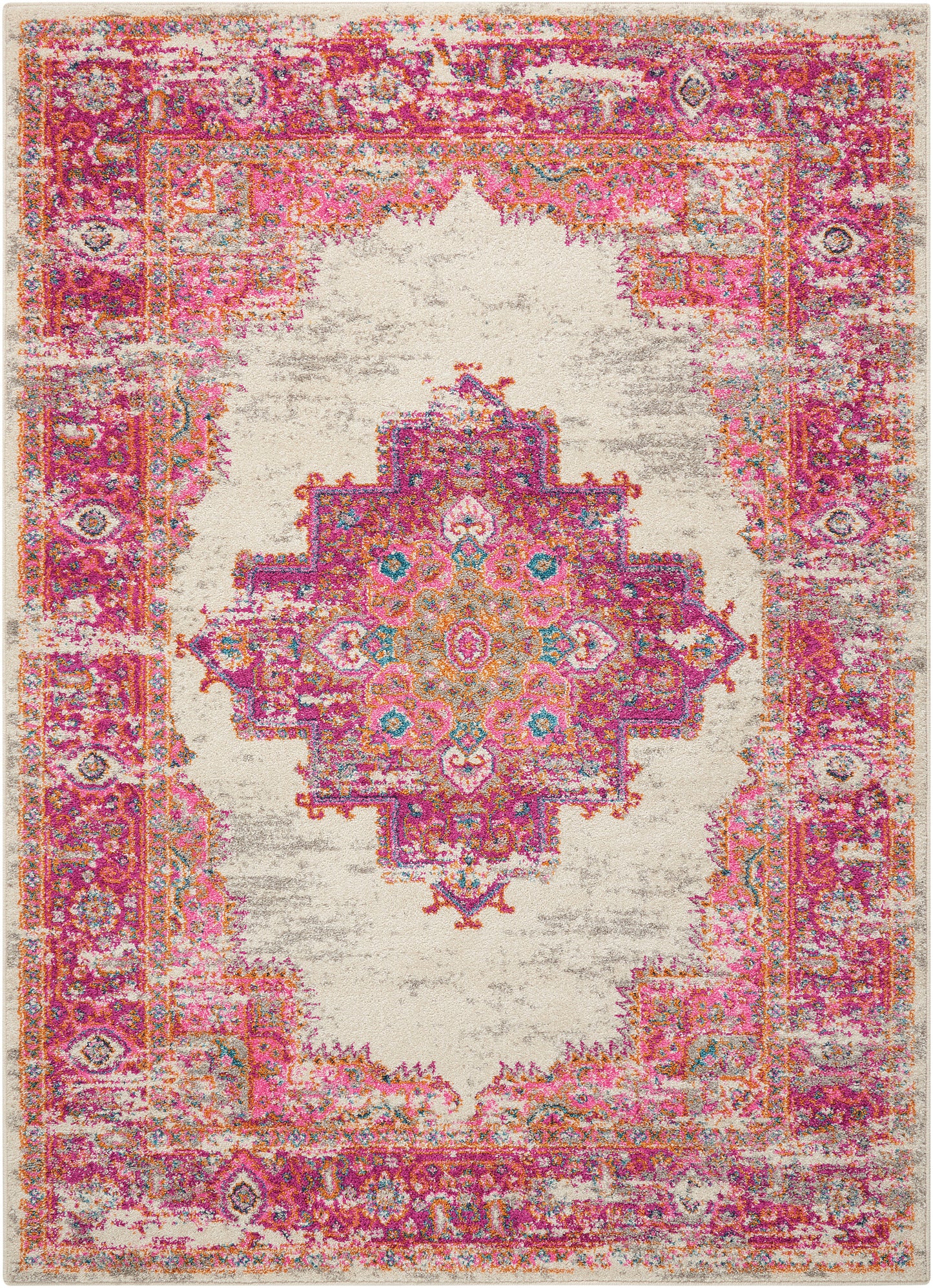 Nourison Home Passion PSN03 Ivory Fuchsia  Transitional Machinemade Rug