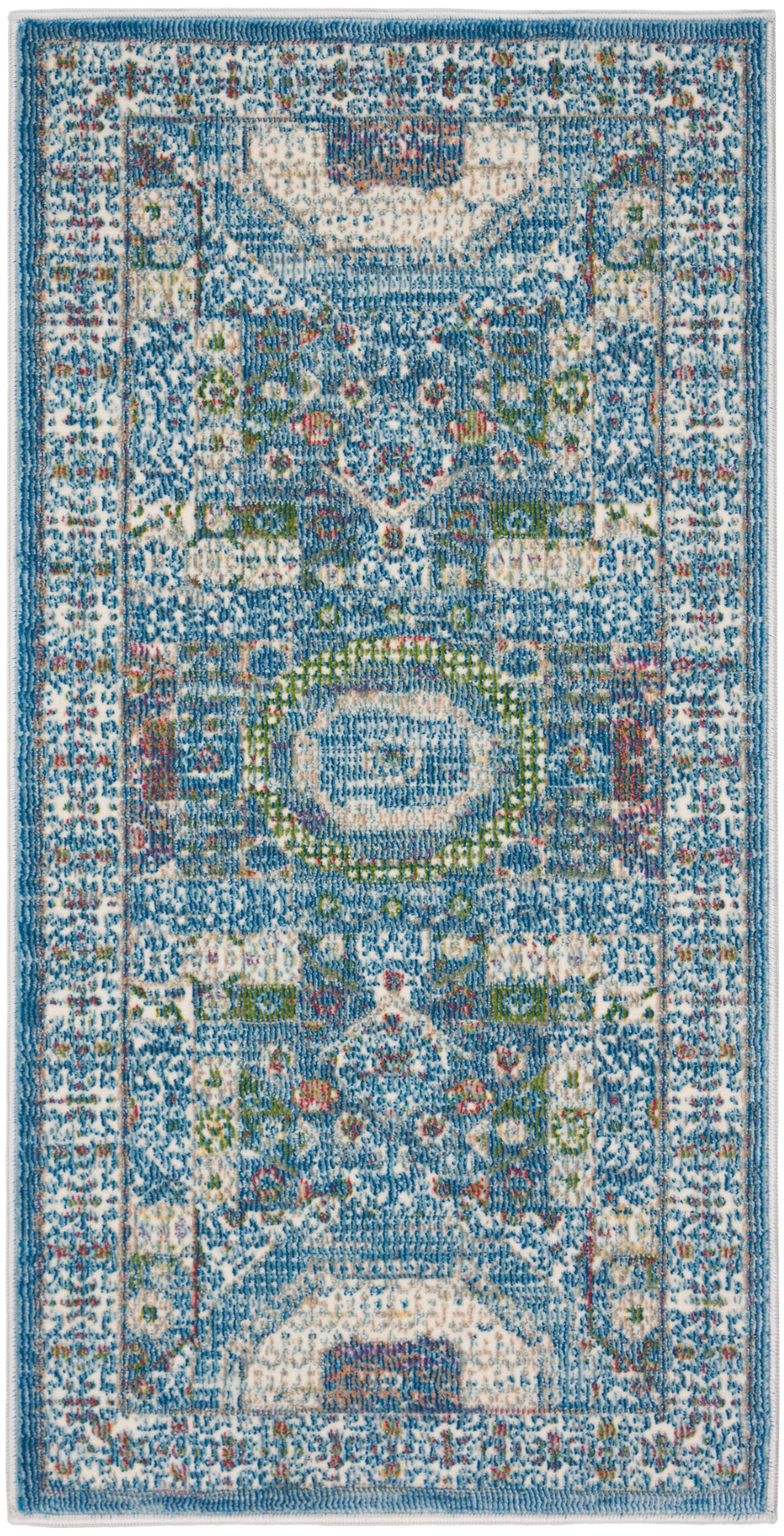 Nourison Home Ankara Global ANR17 Ivory Light Blue Transitional Machinemade Rug