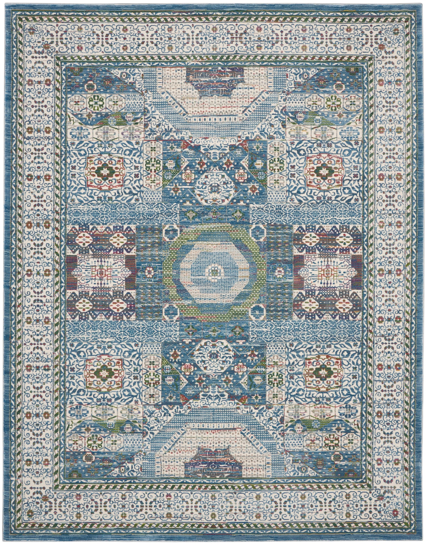 Nourison Home Ankara Global ANR17 Ivory Light Blue  Transitional Machinemade Rug