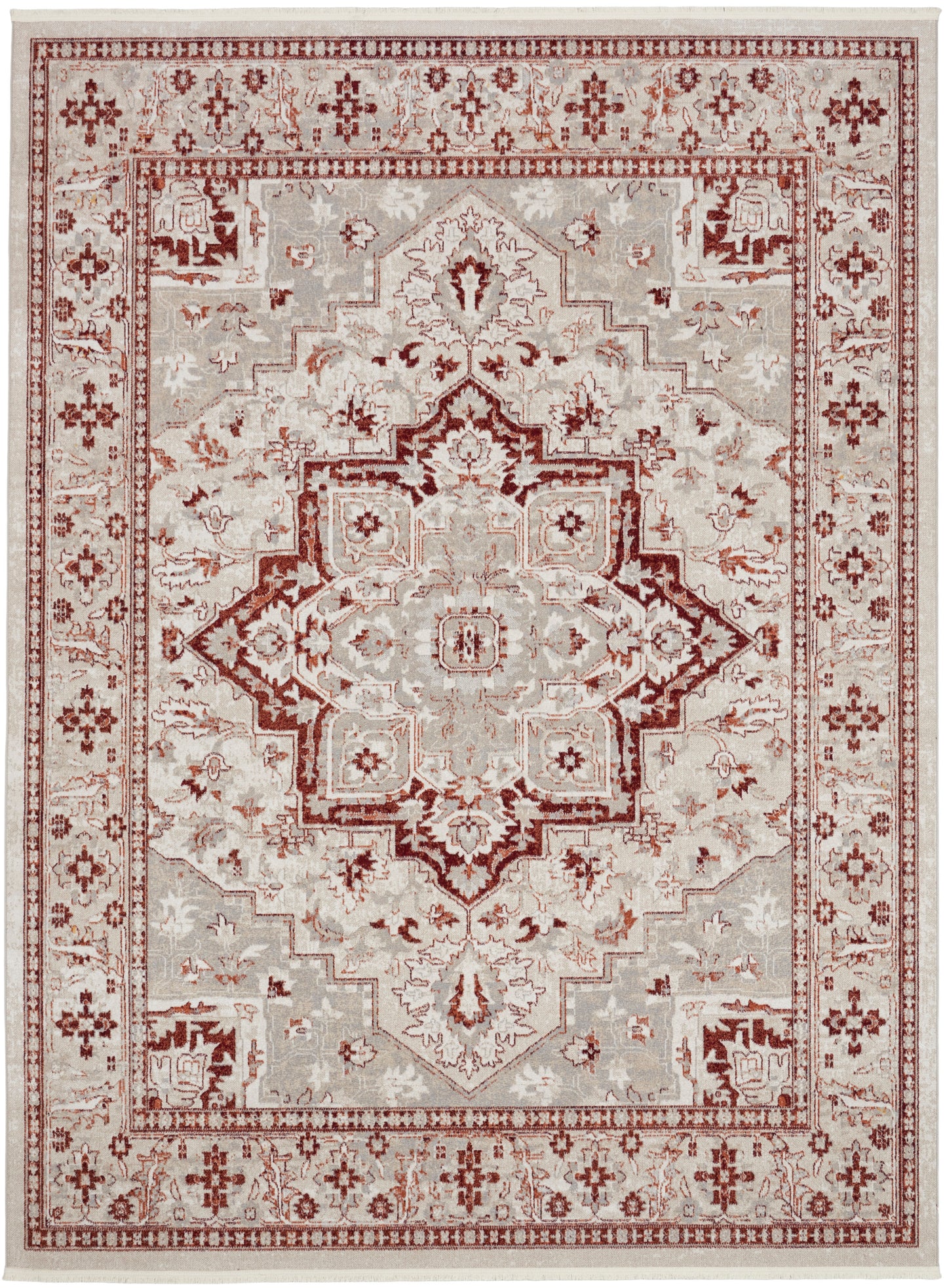 Nourison Home Carina CNA02 Brick Silver  Transitional Machinemade Rug