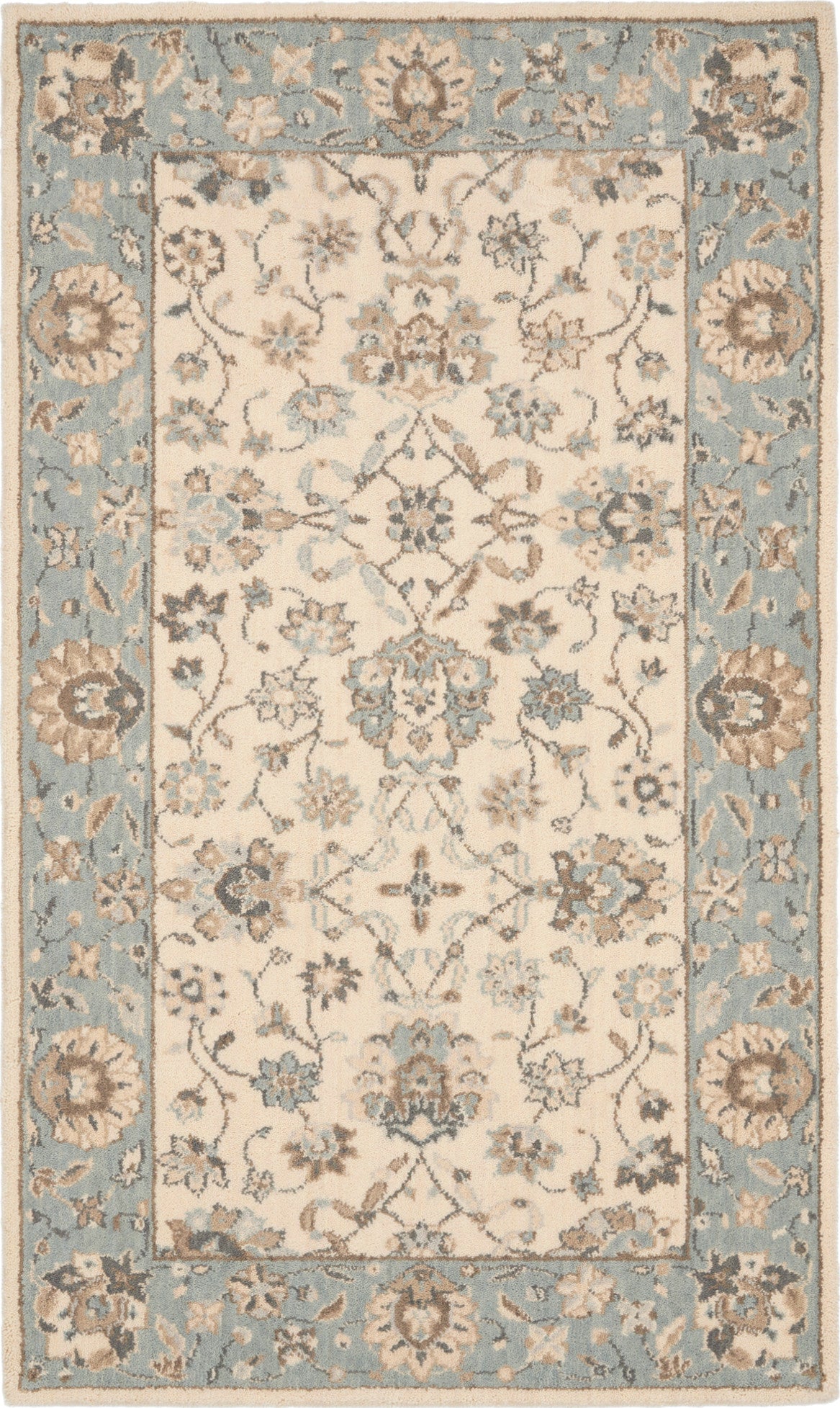 Nourison Home Living Treasures LI16 Ivory Aqua Traditional Loom Rug