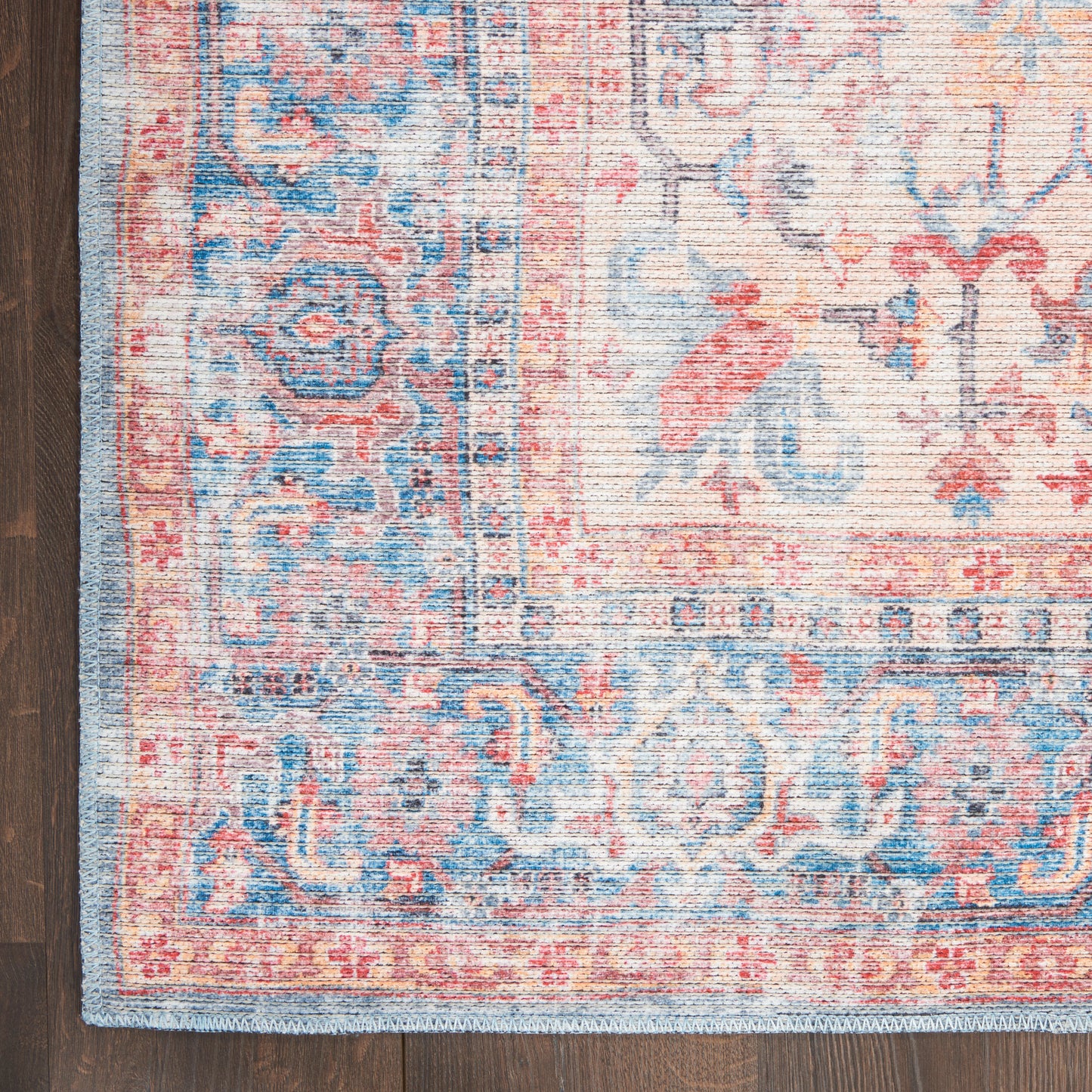 Nicole Curtis Machine Washable Series 1 SR104 Blue Multi Traditional Machinemade Rug