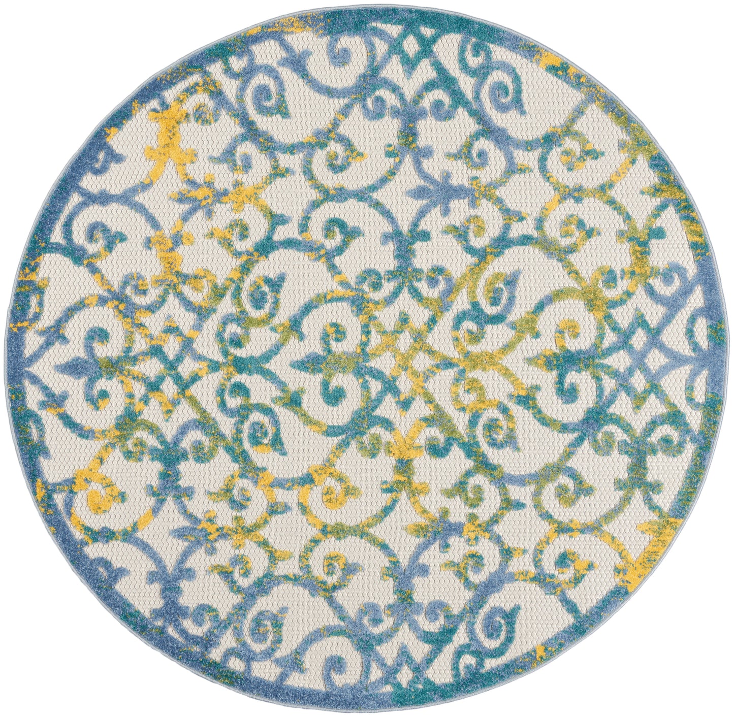 Nourison Home Aloha ALH21 Ivory Blue  Contemporary Machinemade Rug