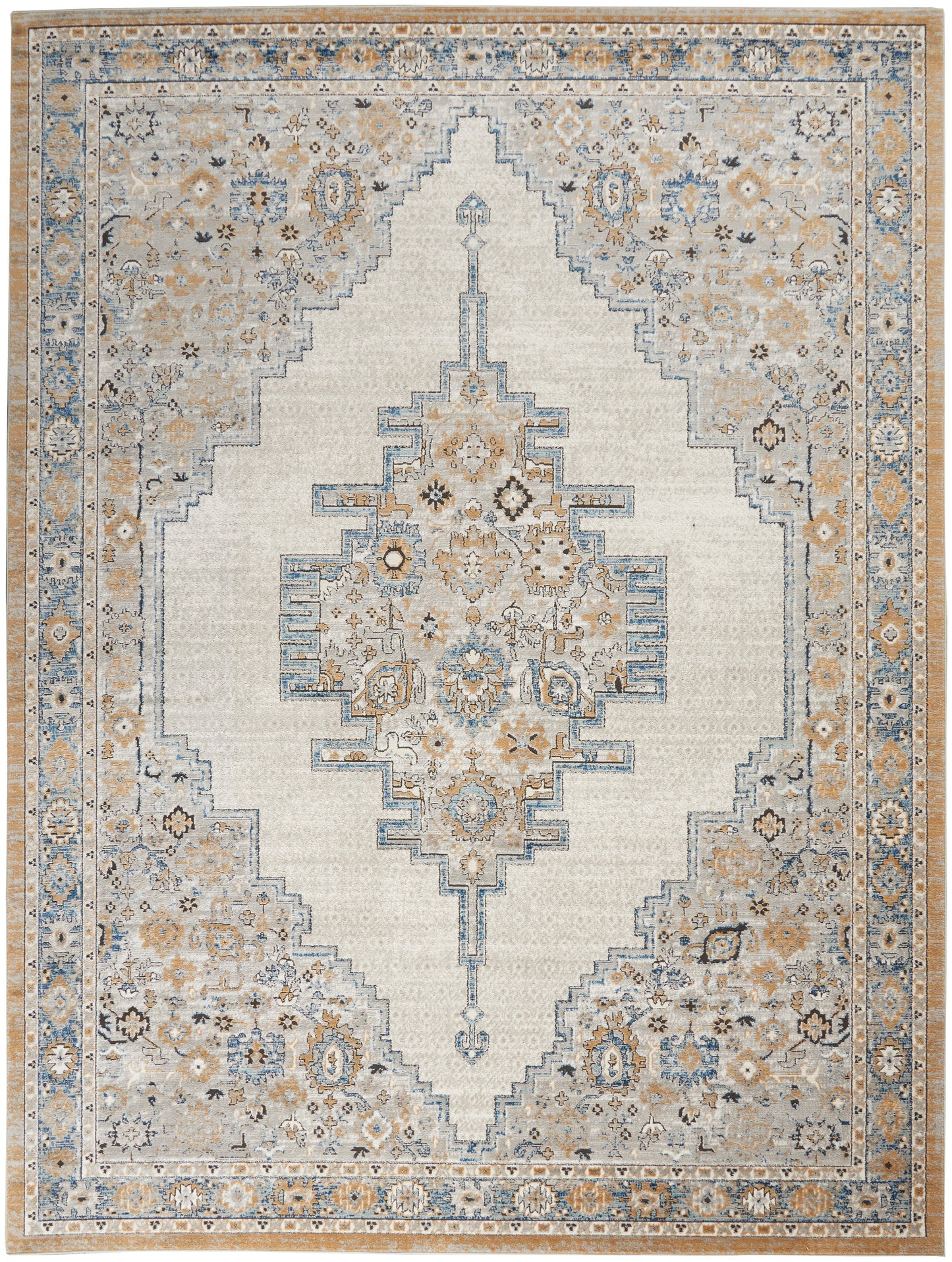 Nourison Home Quarry QUA09 Grey Light Blue  Traditional Machinemade Rug