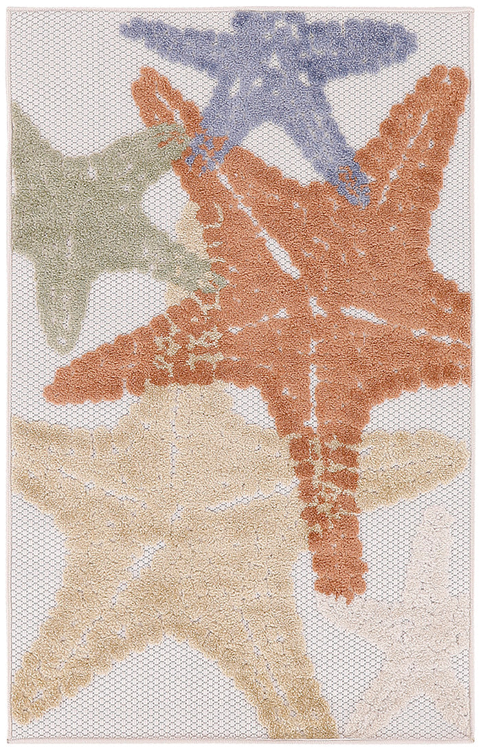 Nourison Home Aloha ALH28 Ivory Multicolor  Contemporary Machinemade Rug