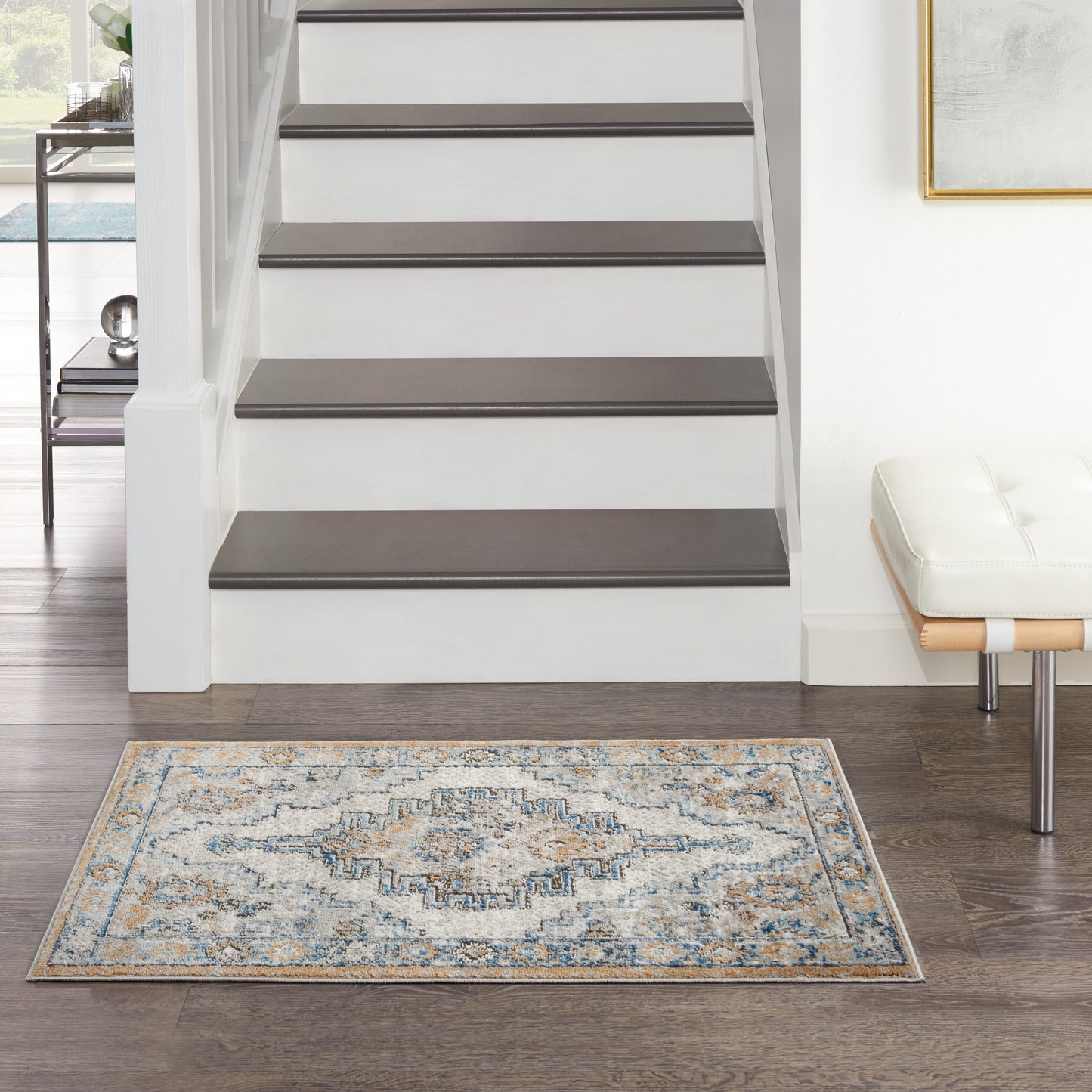 Nourison Home Quarry QUA09 Grey Light Blue  Traditional Machinemade Rug