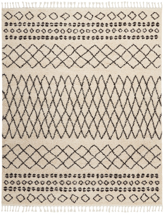 Nourison Home Moroccan Shag MRS02 Cream  Transitional Machinemade Rug