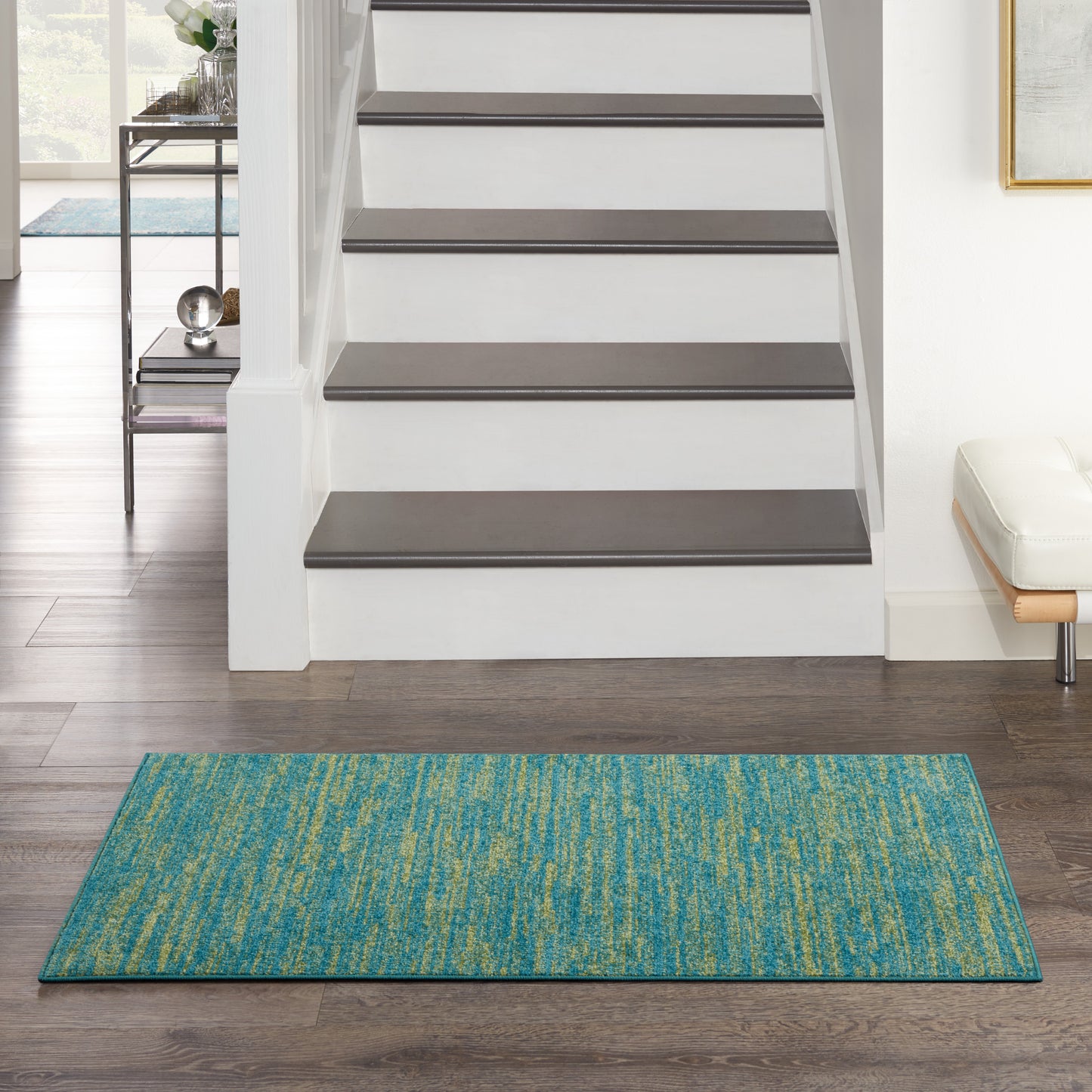 Nourison Home Nourison Essentials NRE01 Blue Green  Contemporary Machinemade Rug