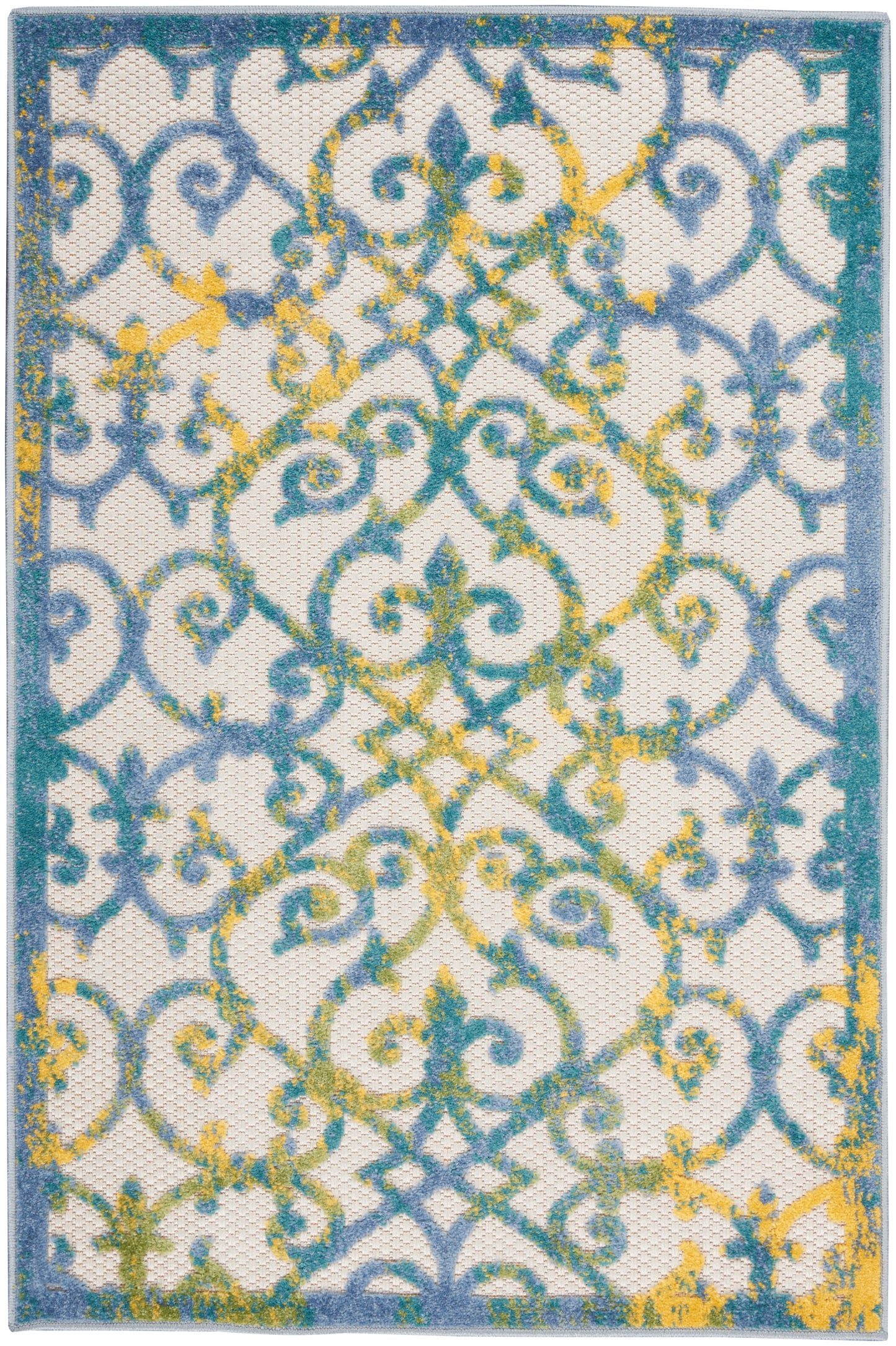 Nourison Home Aloha ALH21 Ivory Blue  Contemporary Machinemade Rug