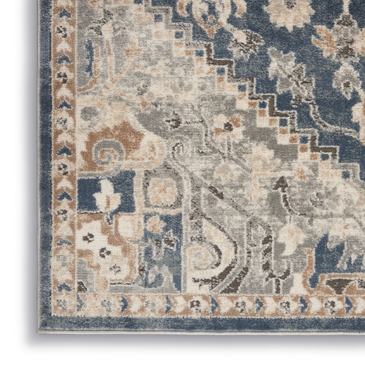 Nourison Home Quarry QUA08 Ivory Blue  Traditional Machinemade Rug