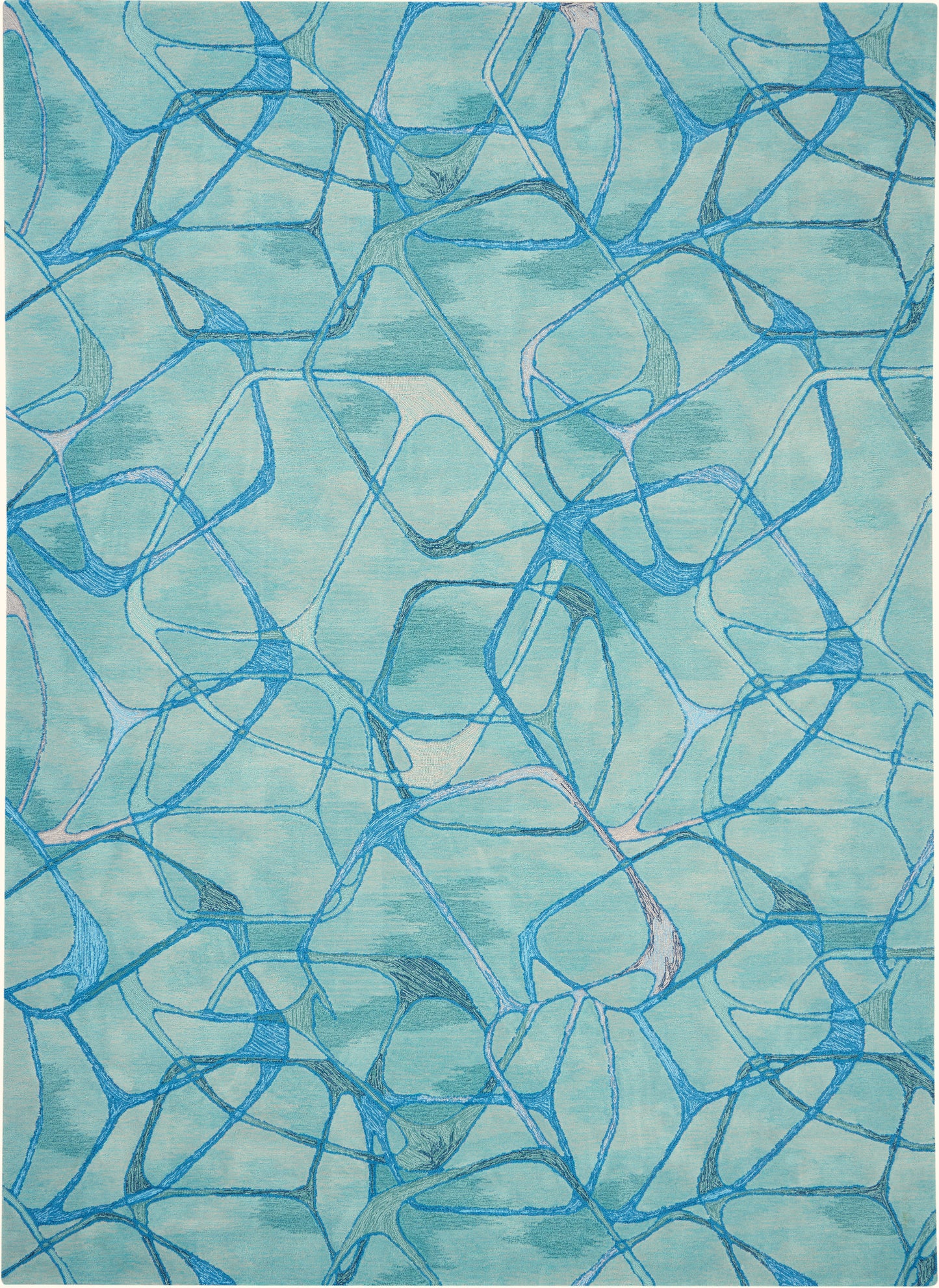 Nourison Home Symmetry SMM05 Aqua Blue  Contemporary Tufted Rug