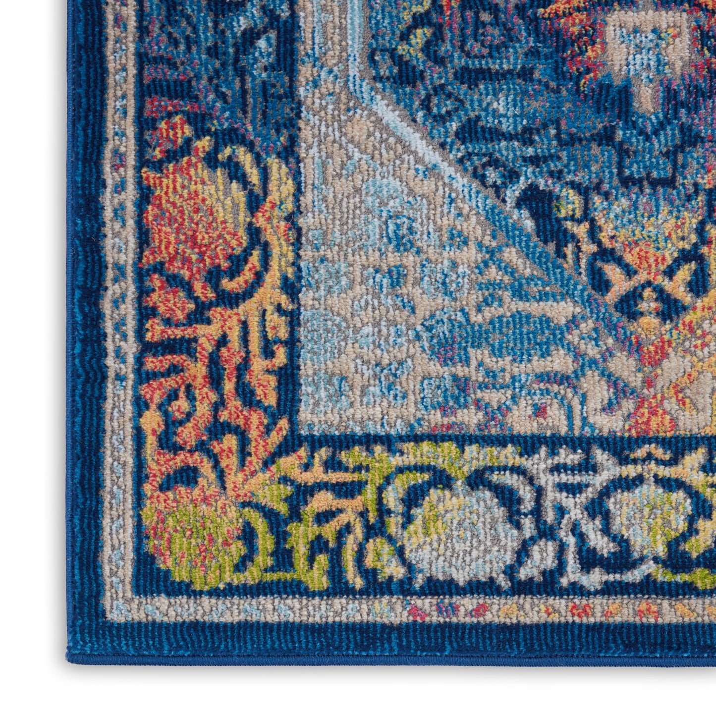 Nourison Home Ankara Global ANR04 Blue Multicolor  Transitional Machinemade Rug