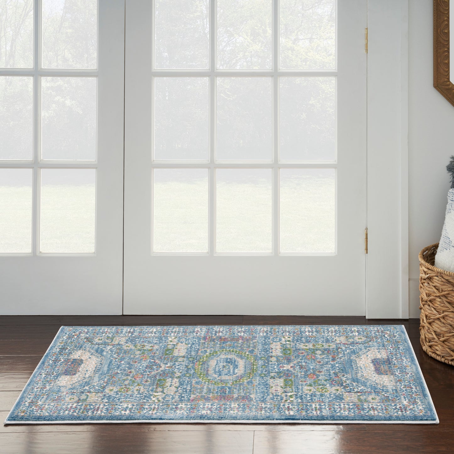 Nourison Home Ankara Global ANR17 Ivory Light Blue  Transitional Machinemade Rug