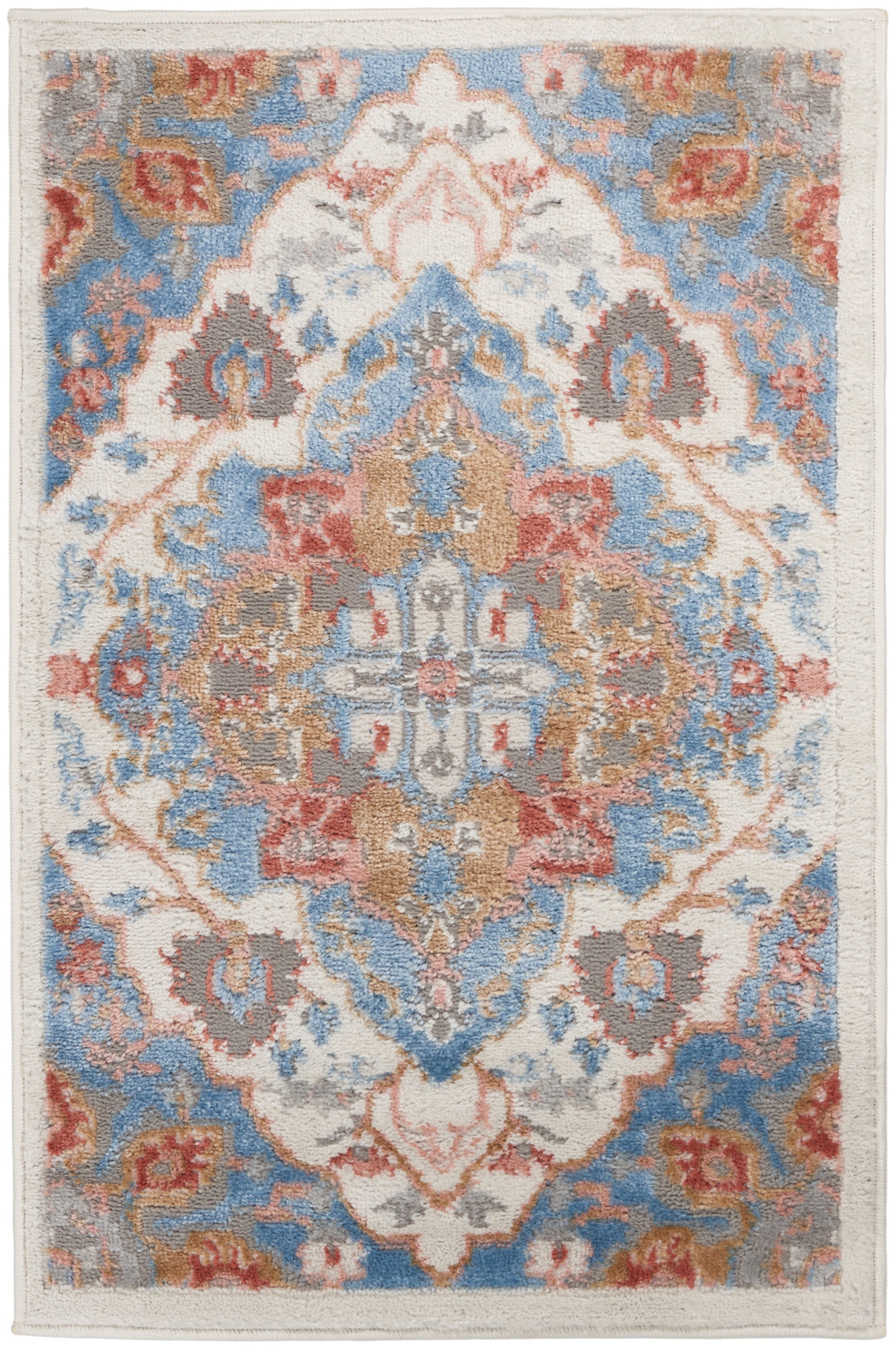 Nourison Home Elation ETN09 Ivory Blue Traditional Machinemade Rug