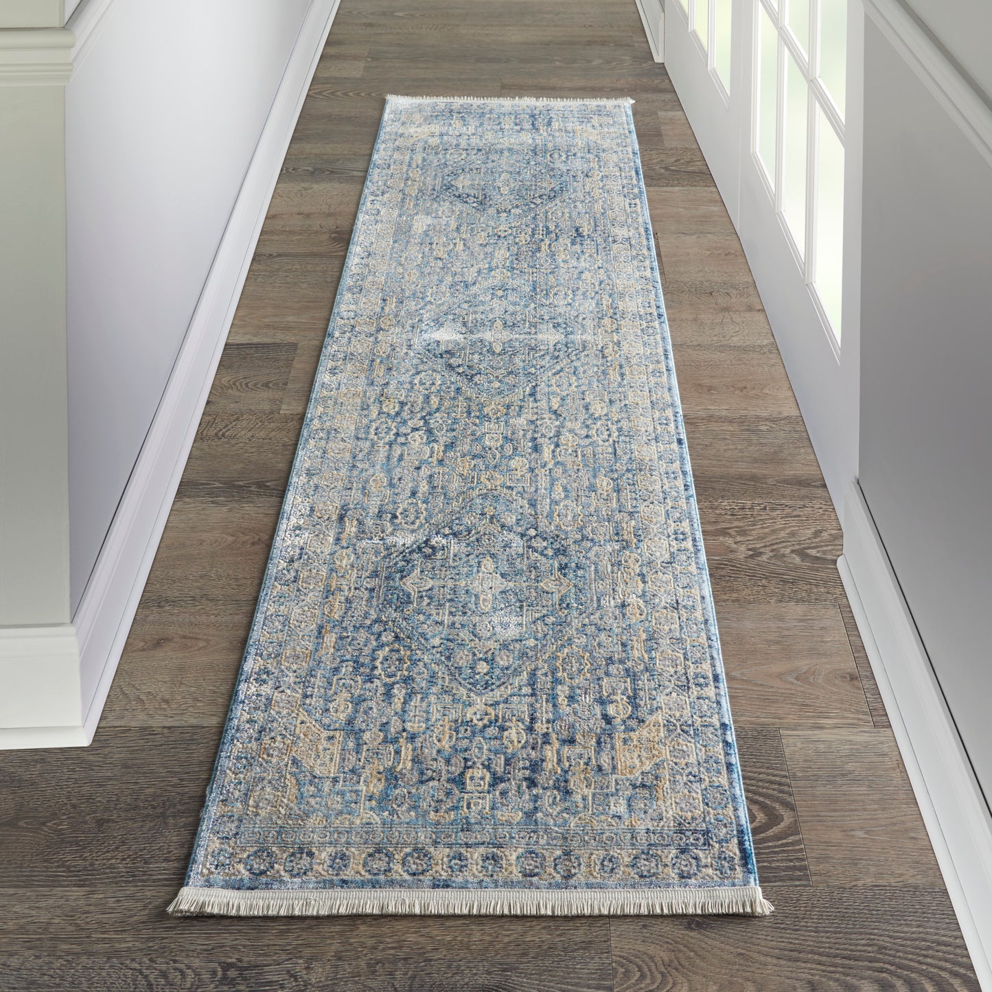 Nourison Home Lustrous Weave LUW02 Blue Ivory   Machinemade Rug