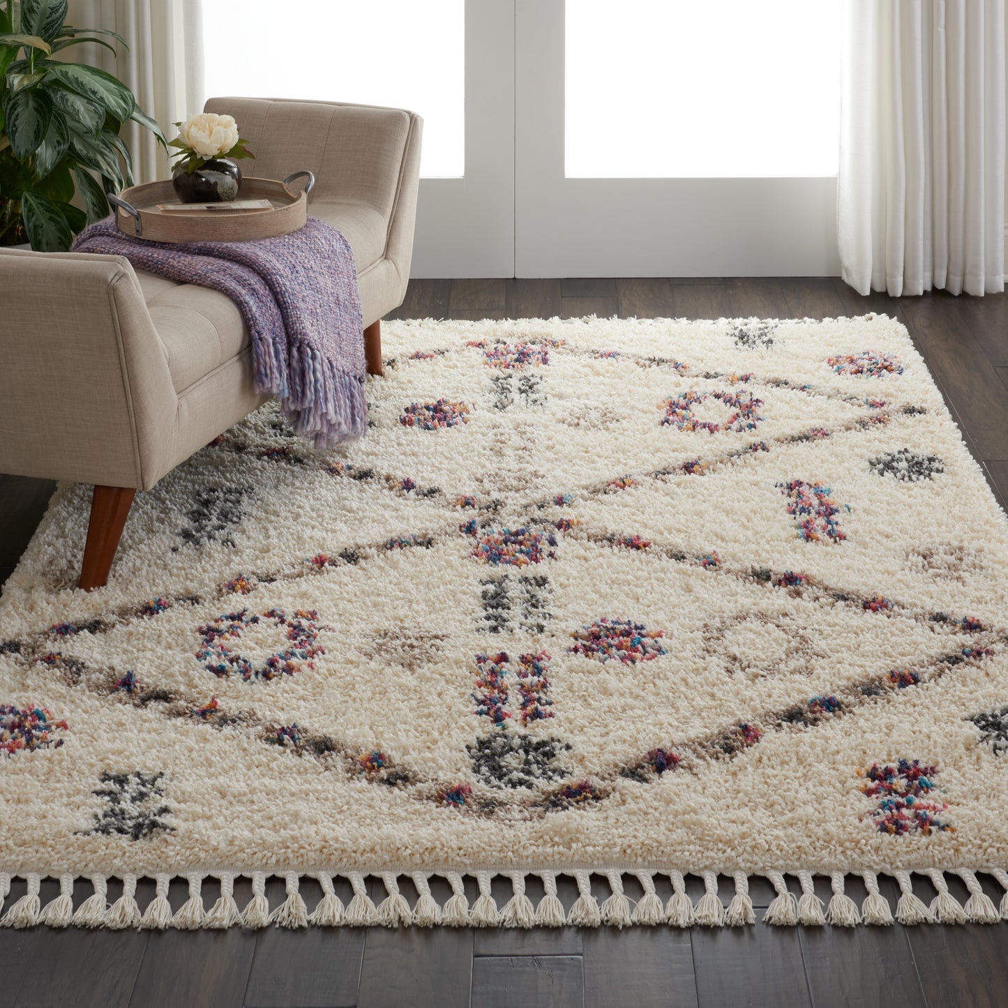 Nourison Home Denmark Shag DNK01 Ivory  Contemporary Machinemade Rug