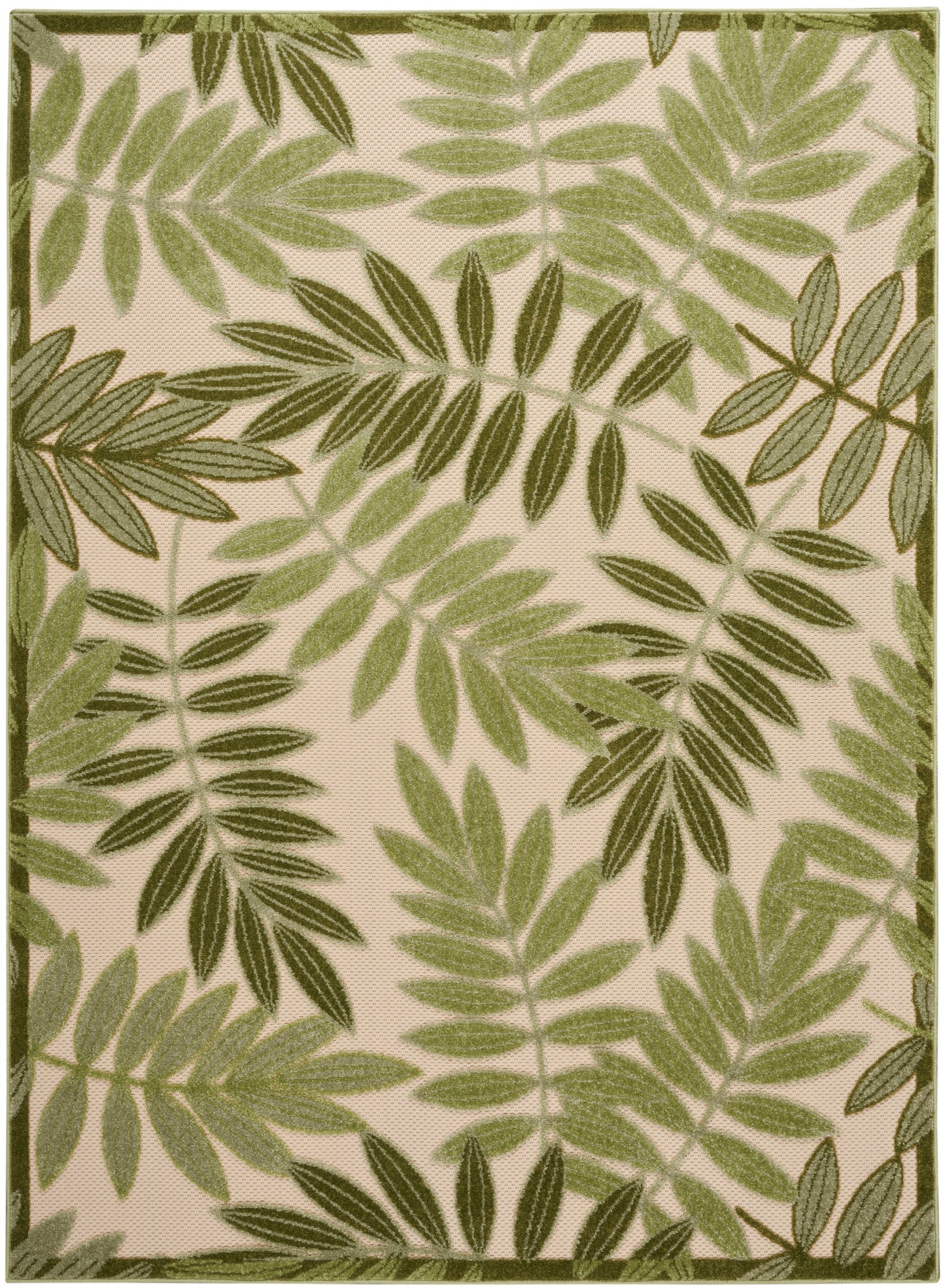 Nourison Home Aloha ALH18 Ivory Green  Contemporary Machinemade Rug