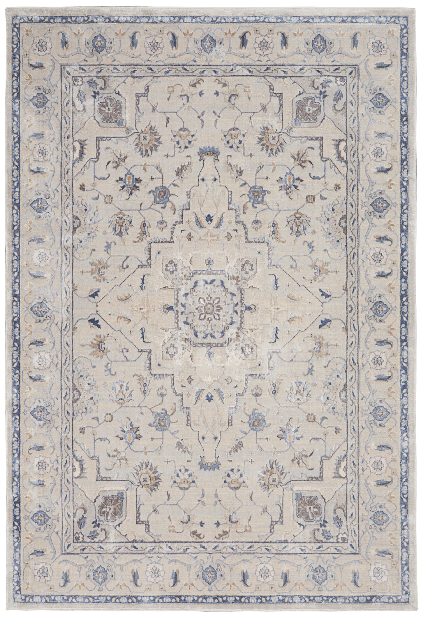 Nourison Home Silky Textures SLY08 Ivory Grey  Traditional Machinemade Rug