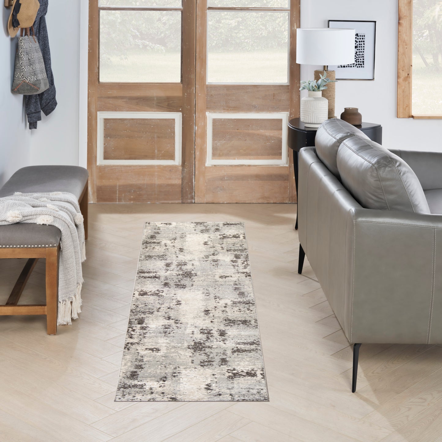 Nourison Home Serenity Home SRH06 Ivory Grey  Contemporary Woven Rug