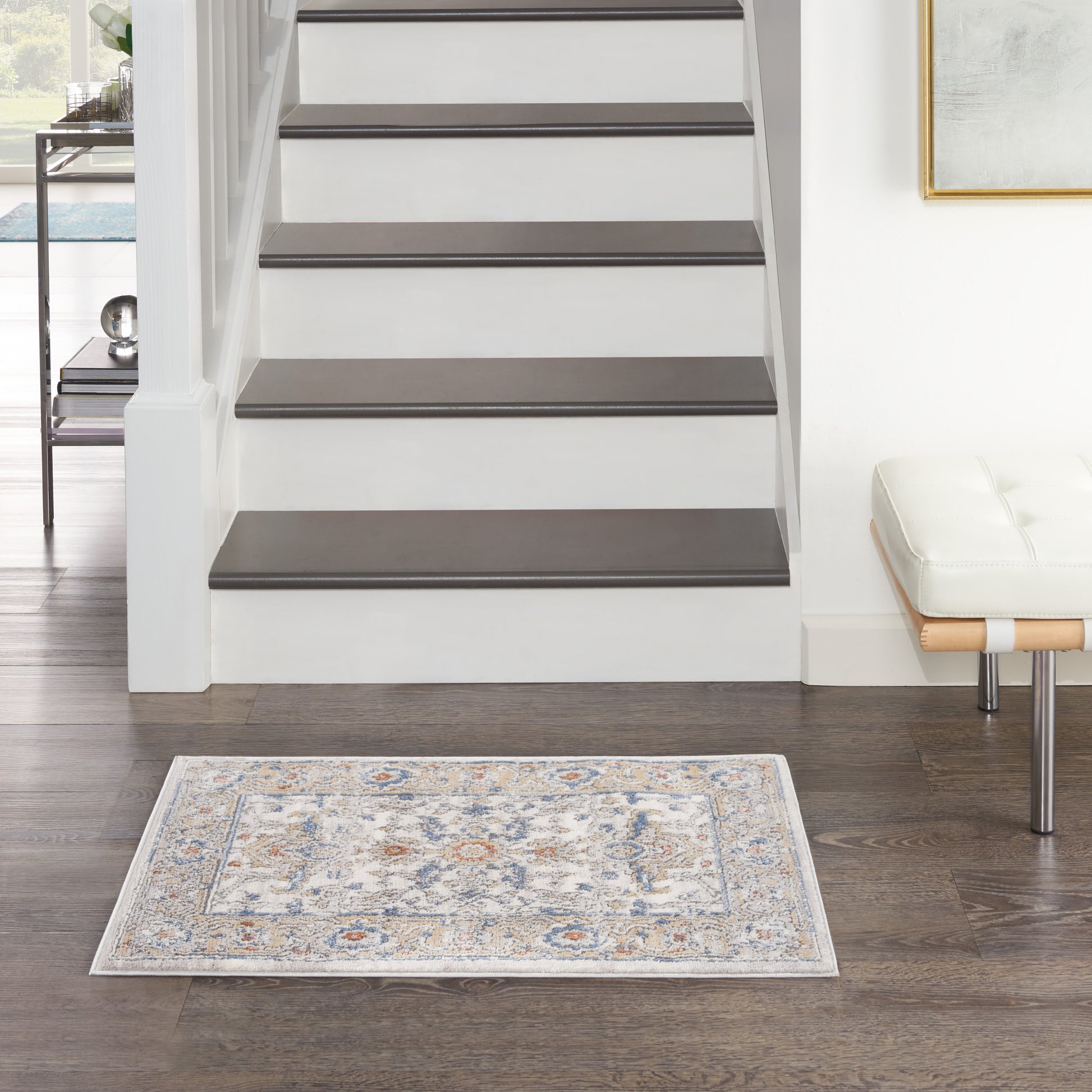 Nicole Curtis Series 4 SR402 Cream Blue Traditional Machinemade Rug