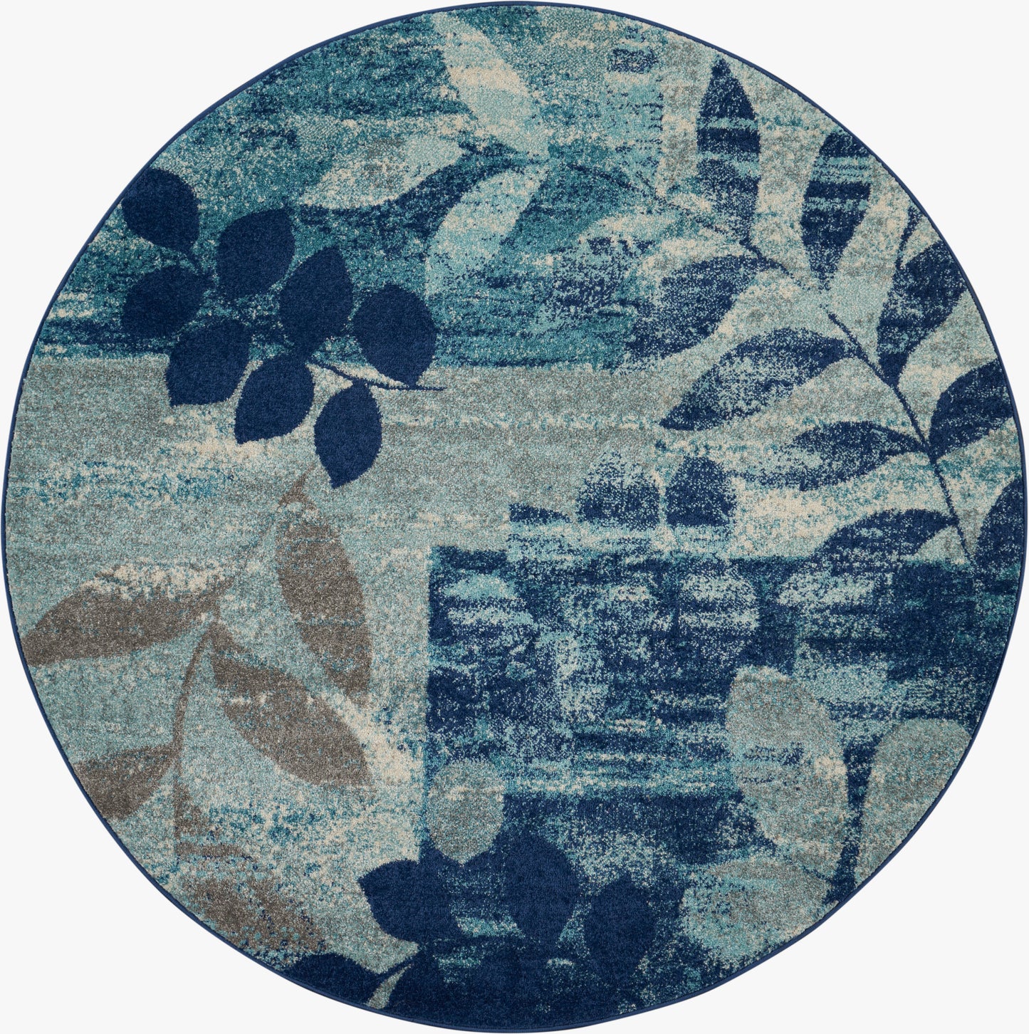 Nourison Home Tranquil TRA01 Navy Light Blue  Contemporary Machinemade Rug