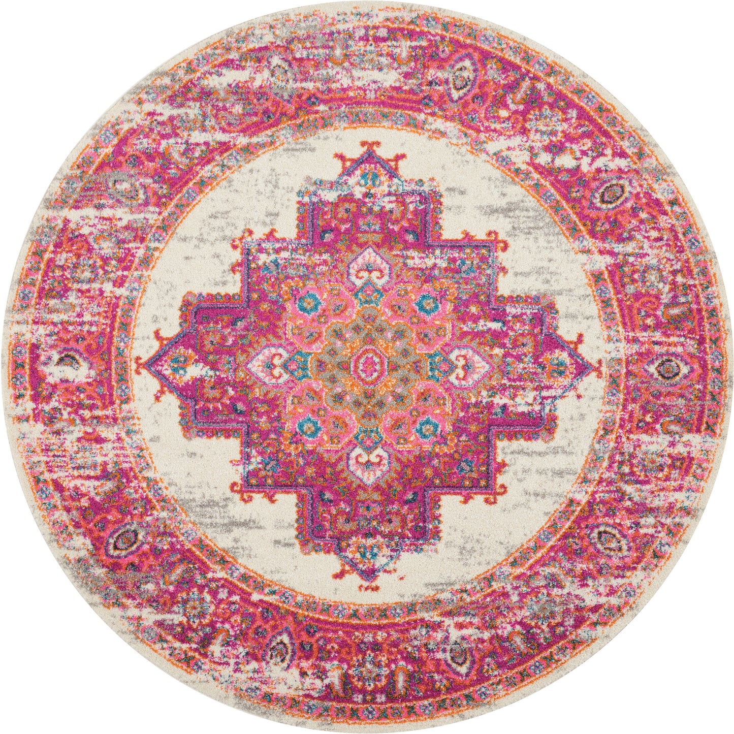 Nourison Home Passion PSN03 Ivory Fuchsia  Transitional Machinemade Rug