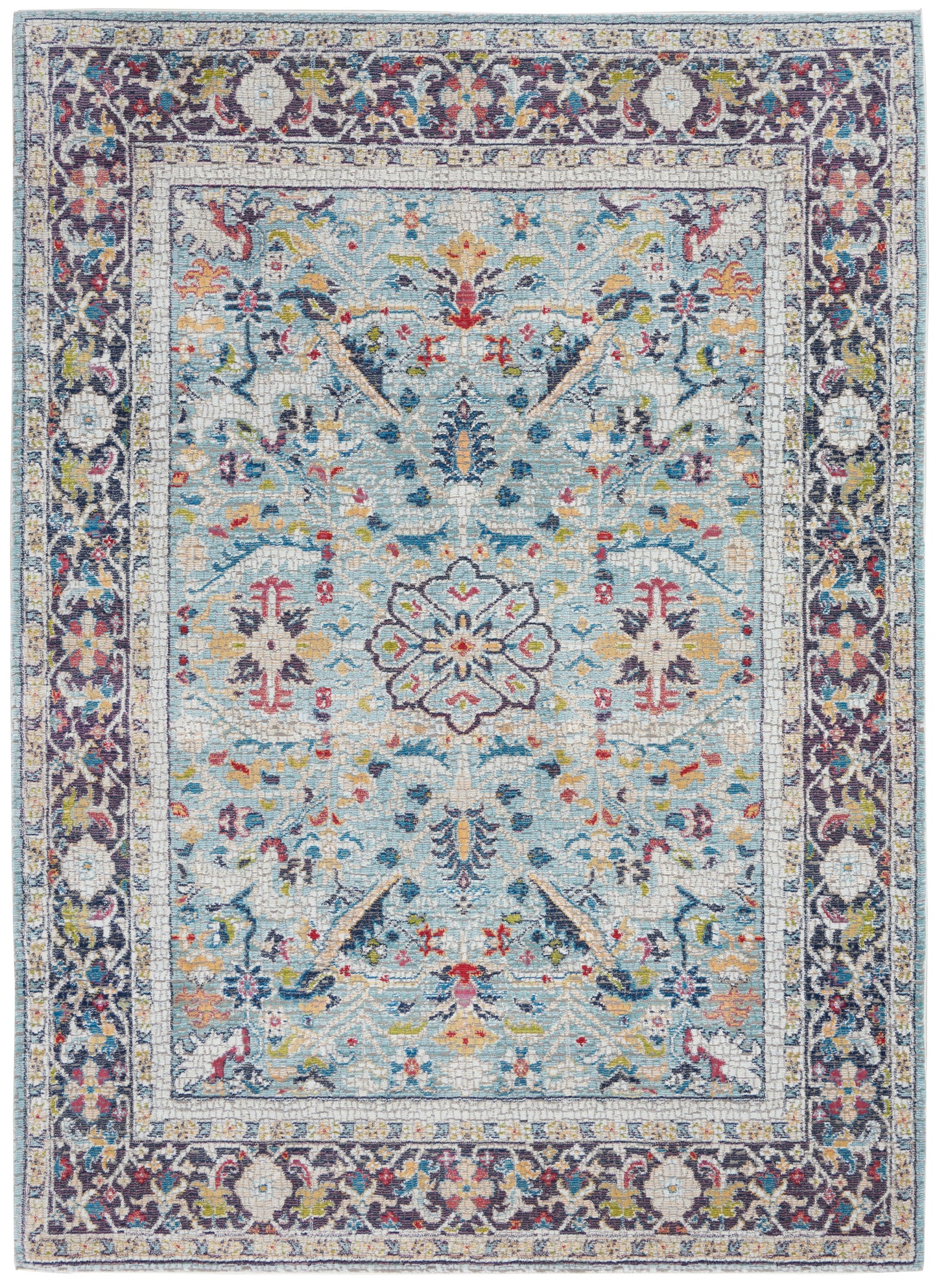 Nourison Home Ankara Global ANR14 Teal Multicolor  Traditional Machinemade Rug