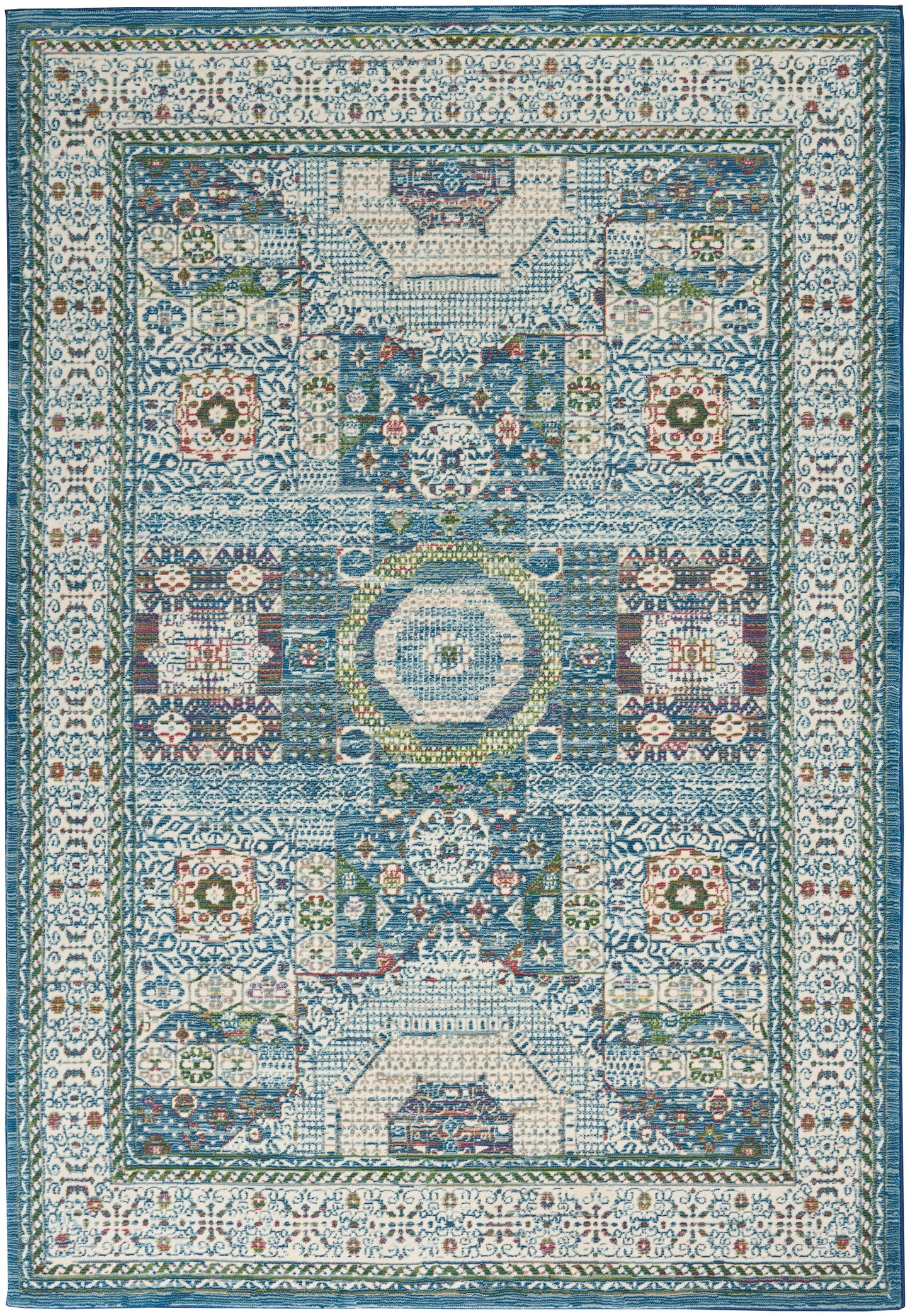 Nourison Home Ankara Global ANR17 Ivory Light Blue  Transitional Machinemade Rug