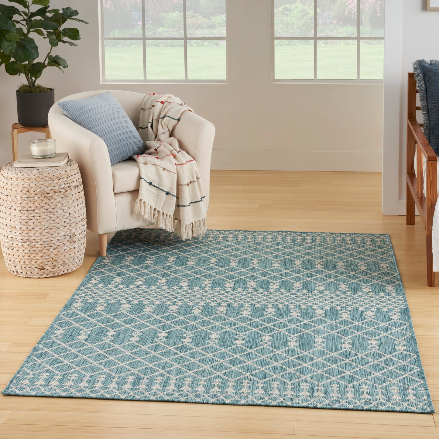 Nourison Home Positano POS02 Aqua  Contemporary Machinemade Rug