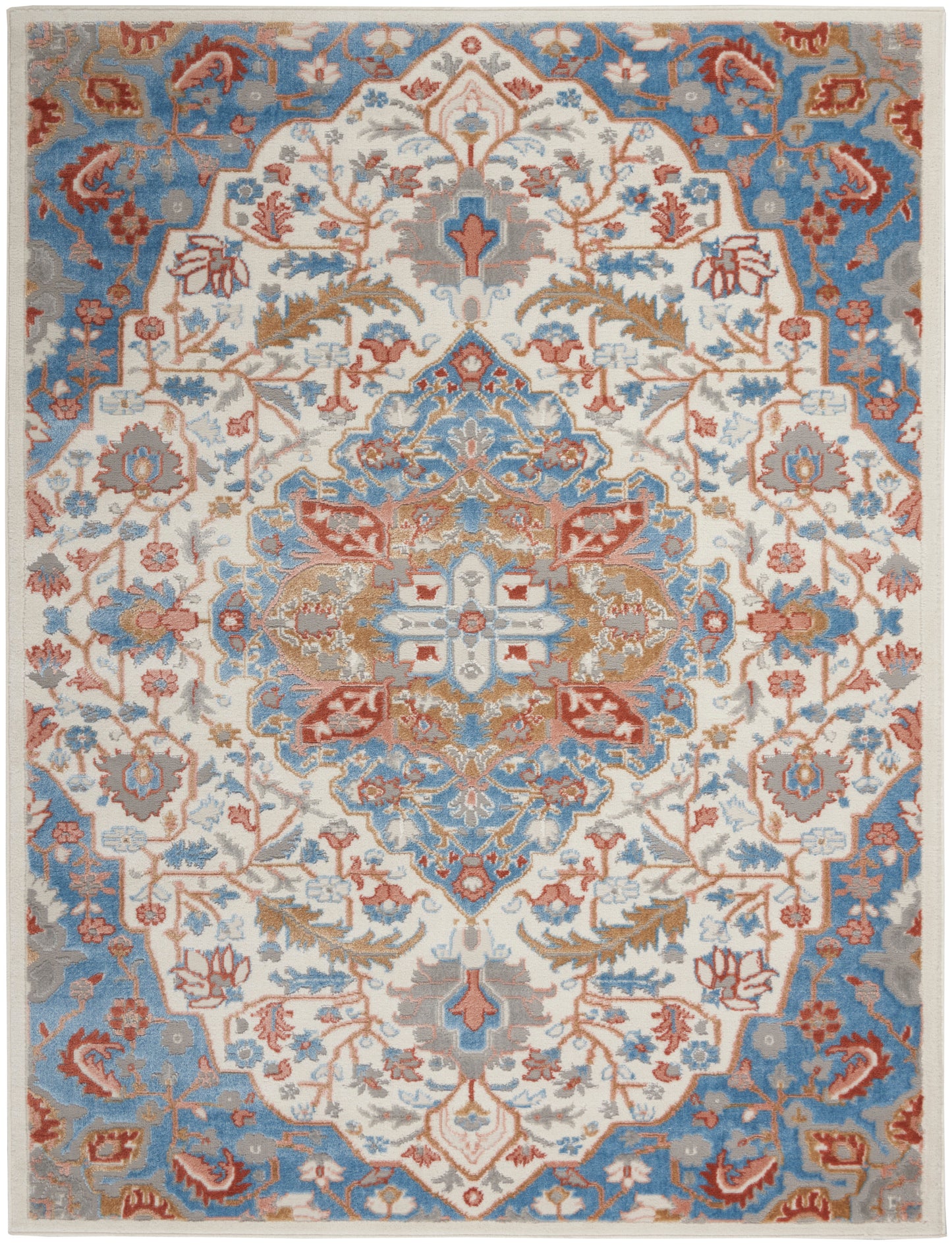 Nourison Home Elation ETN09 Ivory Blue  Traditional Machinemade Rug