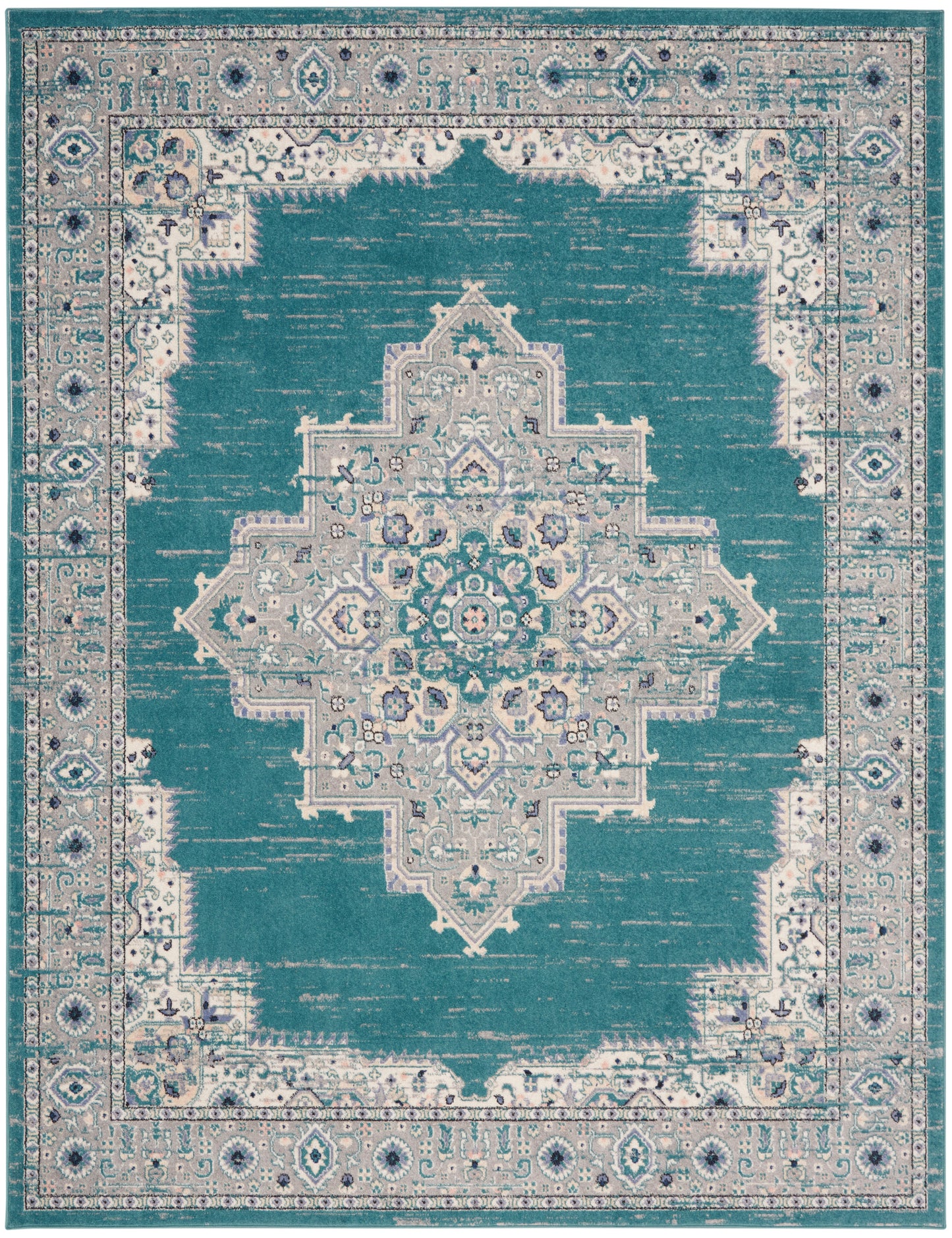 Nourison Home Passion PSN03 Turquoise Grey  Transitional Machinemade Rug