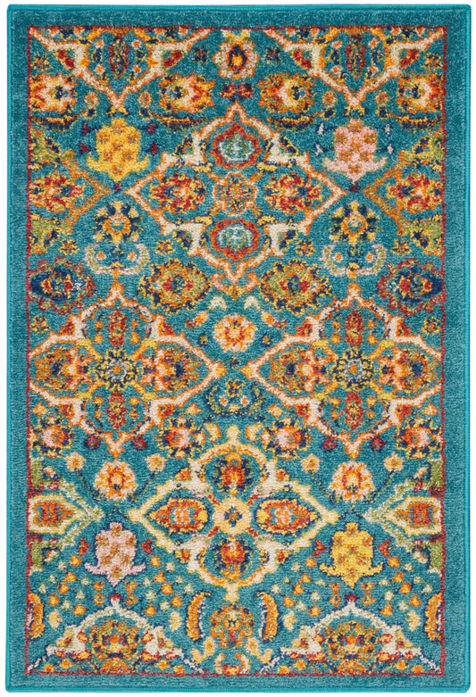 Nourison Home Allur ALR03 Turquoise Ivory Transitional Machinemade Rug