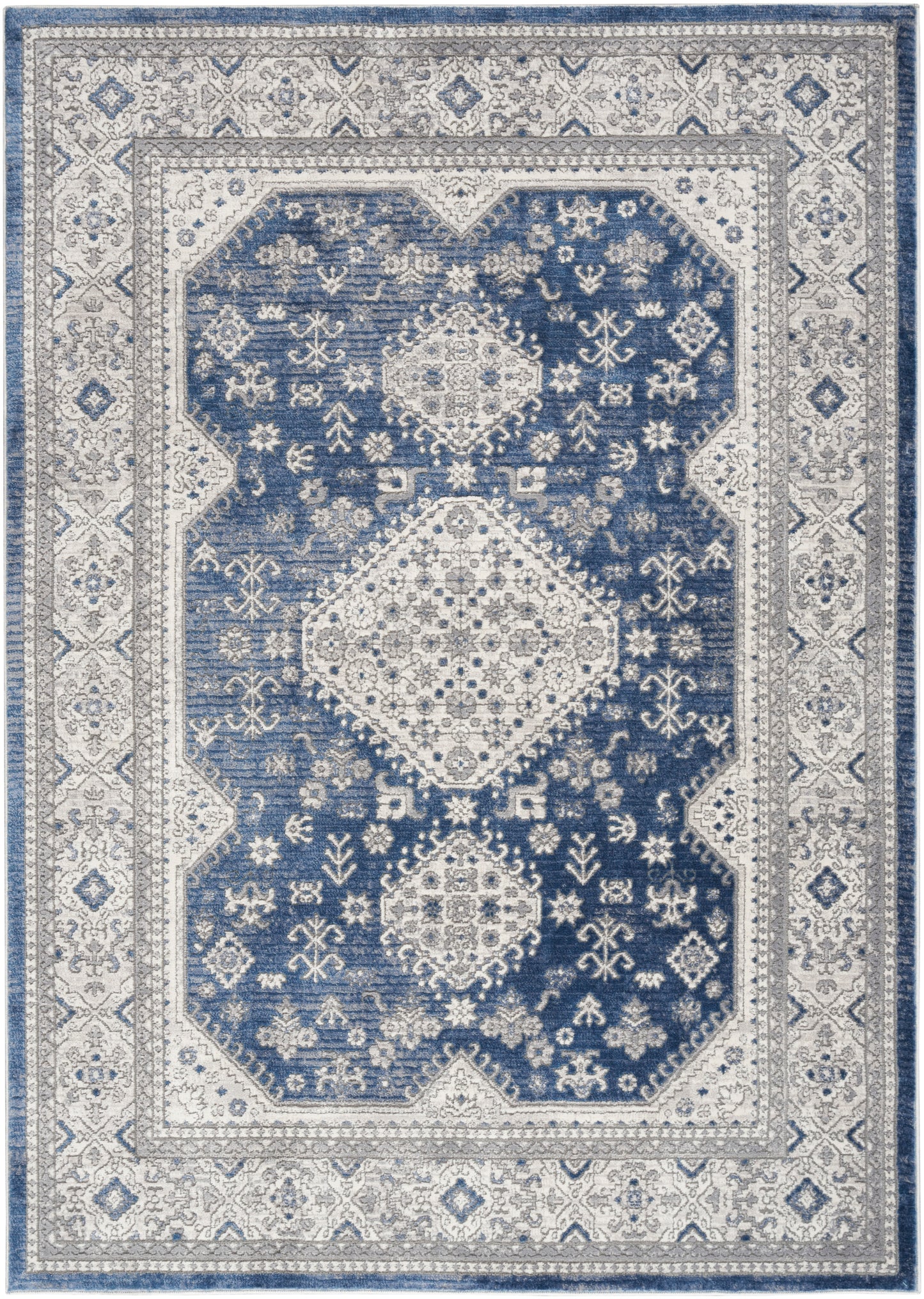 Nicole Curtis Series 4 SR403 Grey Navy  Traditional Machinemade Rug