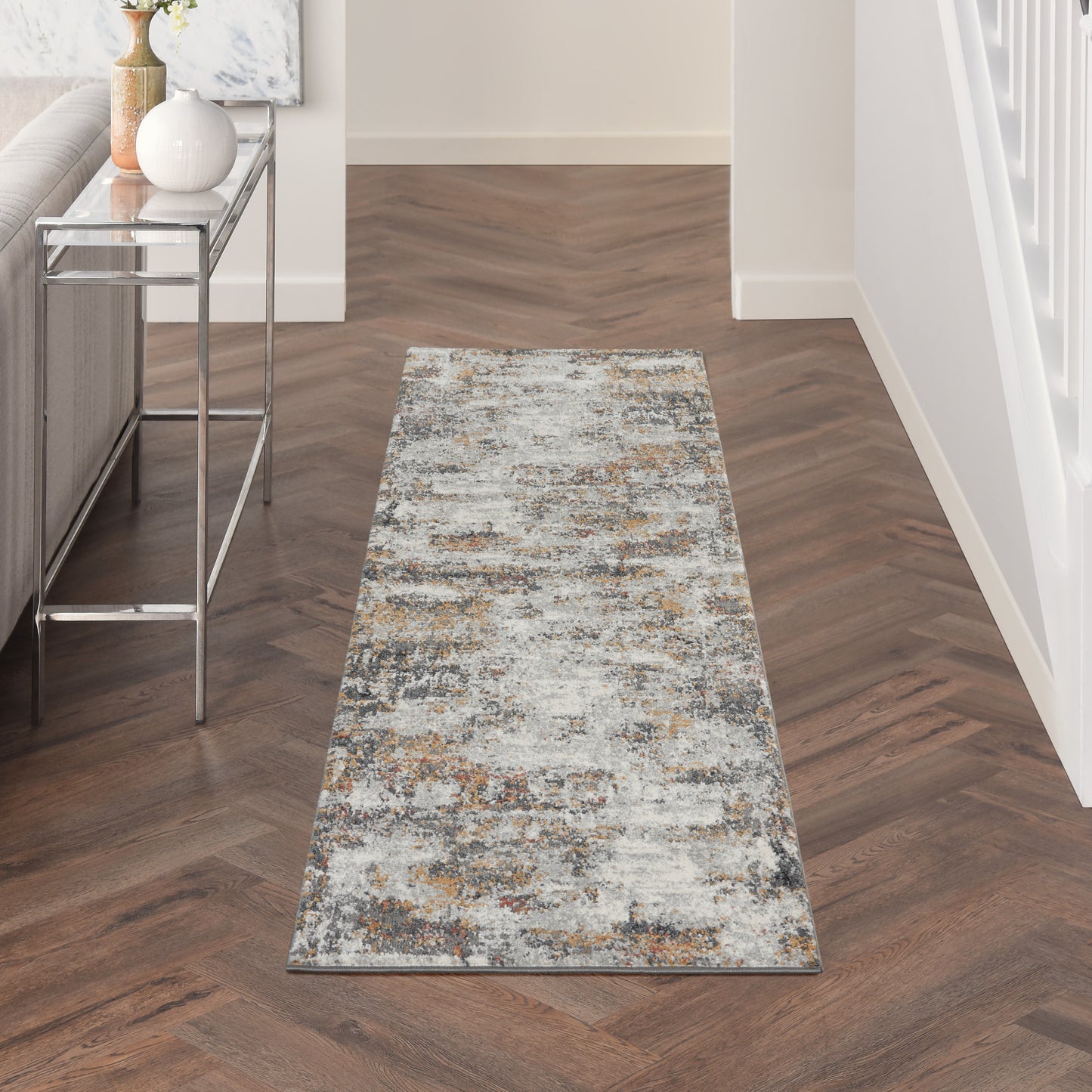 Nourison Home Tangra TNR03 Grey Multi  Contemporary Machinemade Rug