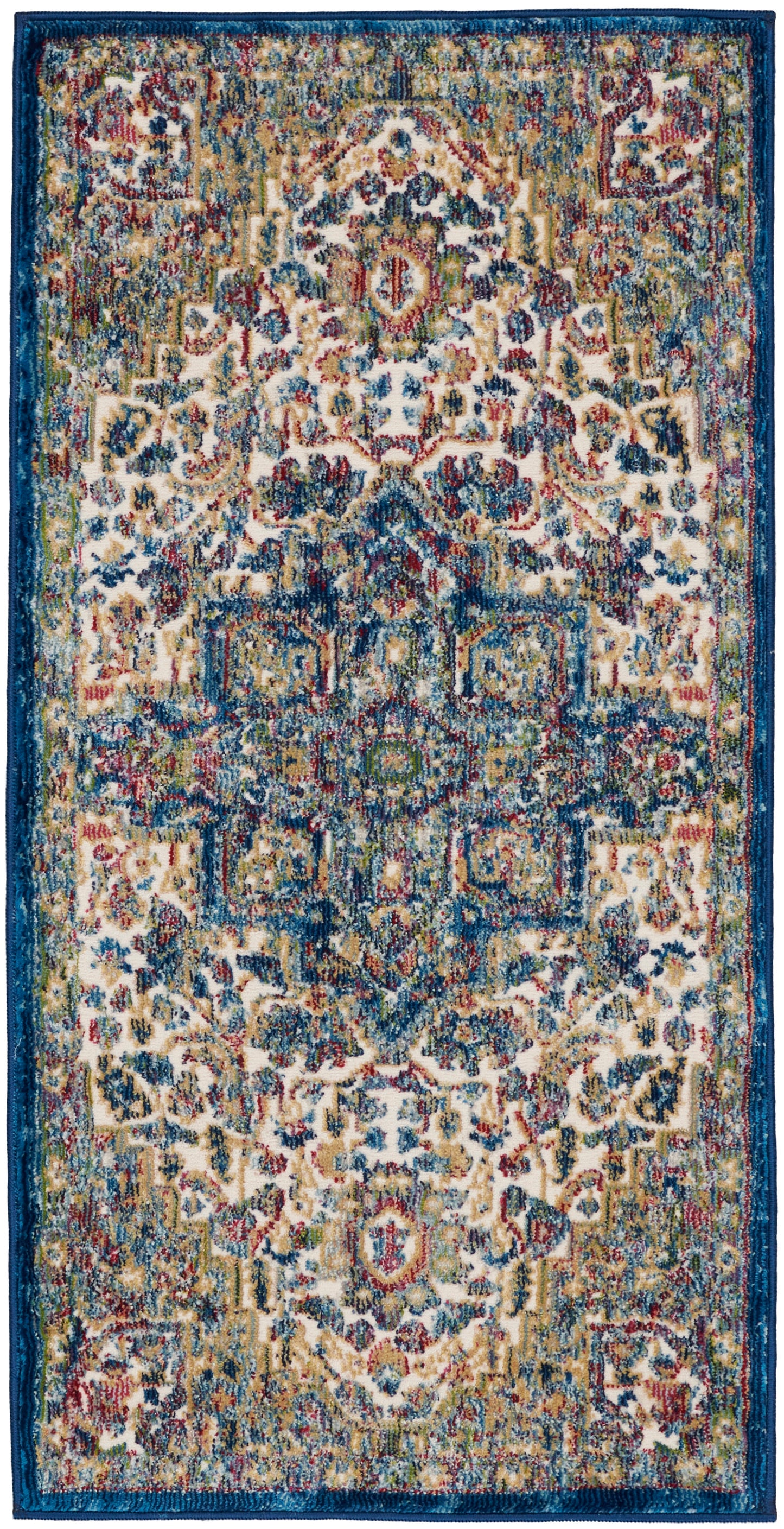 Nourison Home Ankara Global ANR15 Ivory Navy Transitional Machinemade Rug