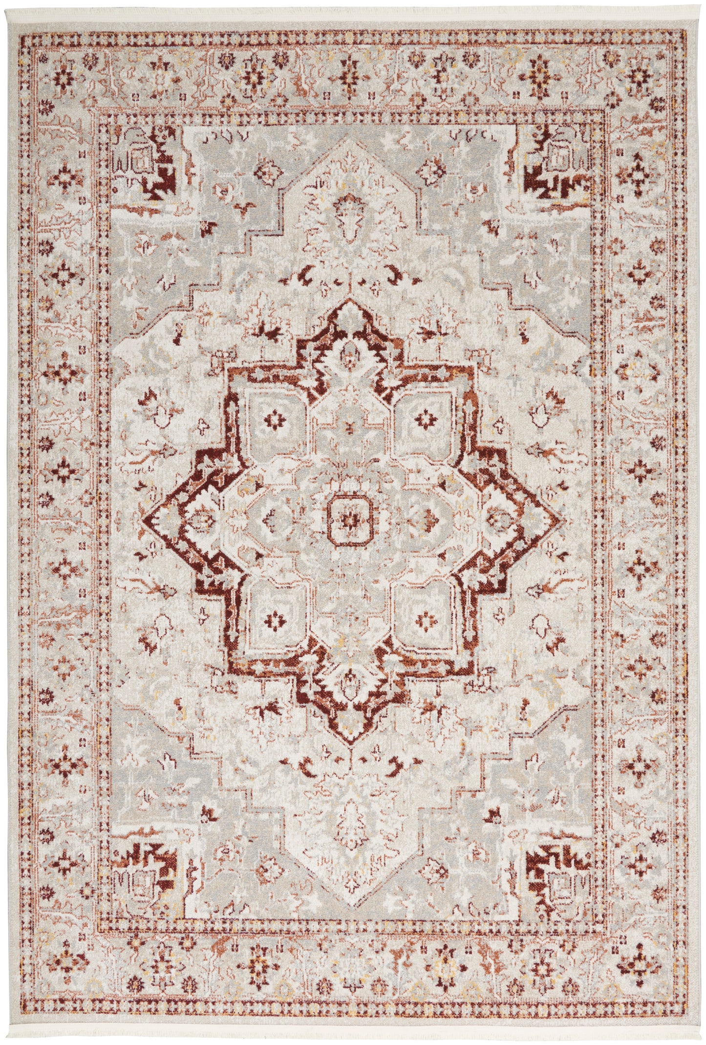 Nourison Home Carina CNA02 Brick Silver  Transitional Machinemade Rug