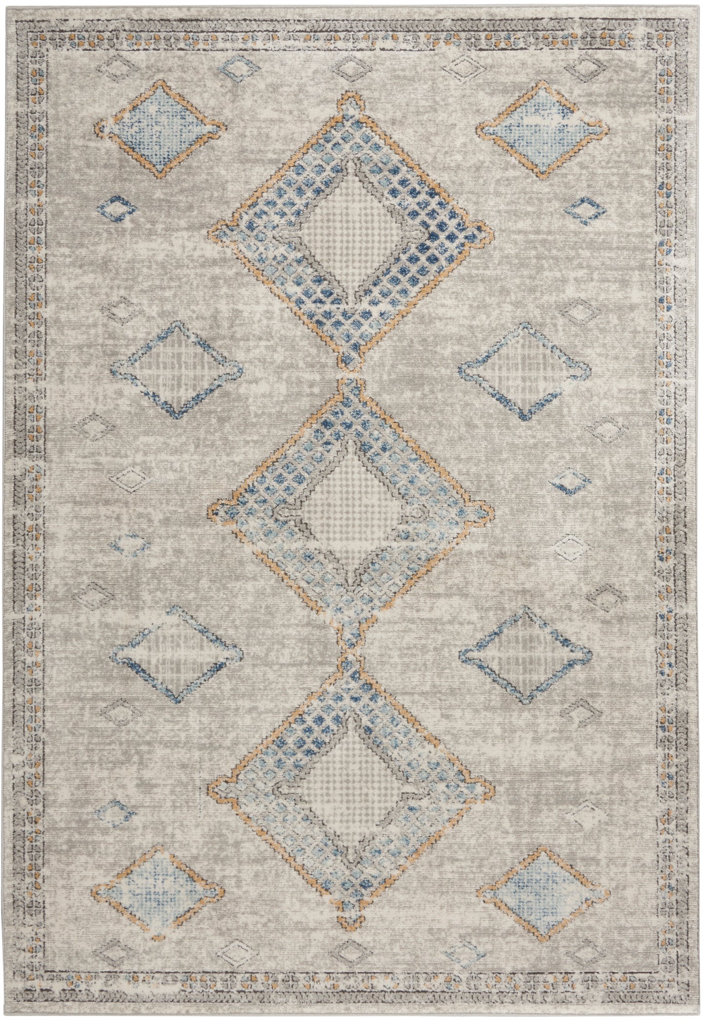 Nourison Home Quarry QUA14 Ivory Grey Blue  Contemporary Machinemade Rug