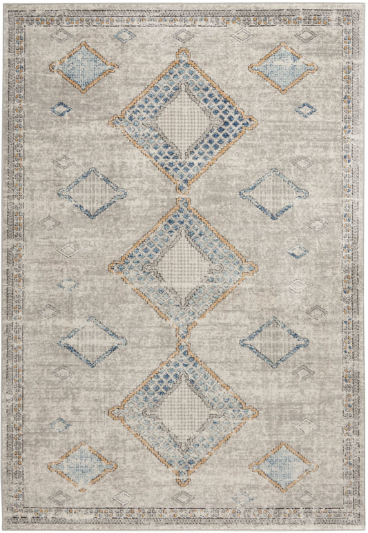 Nourison Home Quarry QUA14 Ivory Grey Blue  Contemporary Machinemade Rug