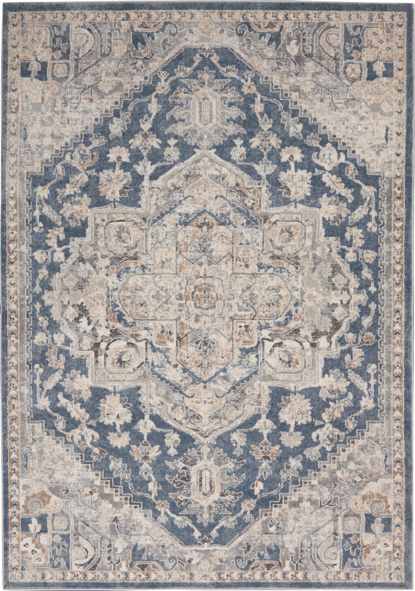 Nourison Home Quarry QUA08 Ivory Blue  Traditional Machinemade Rug