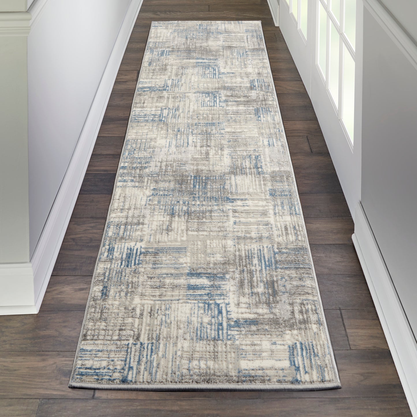 Nourison Home Solace SLA03 Ivory Grey Blue  Contemporary Machinemade Rug