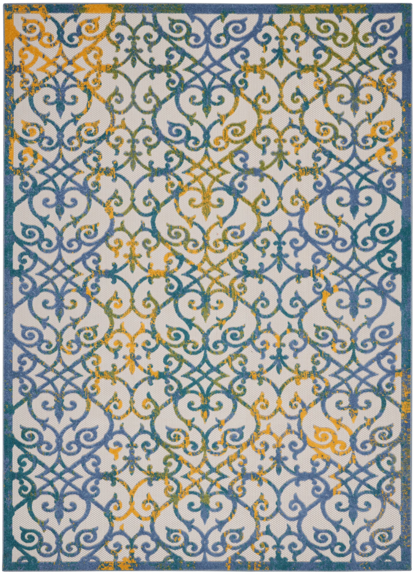 Nourison Home Aloha ALH21 Ivory Blue  Contemporary Machinemade Rug