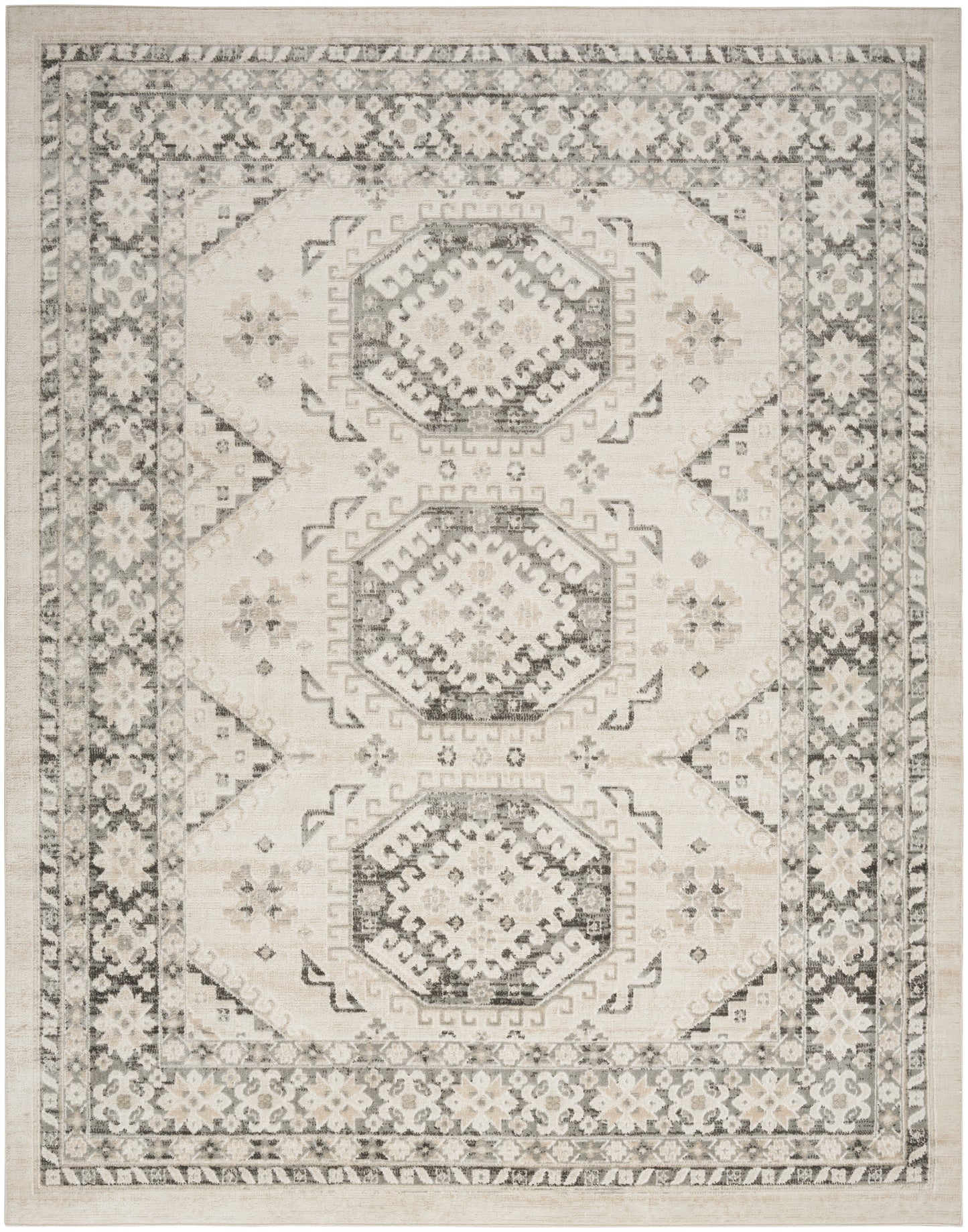 Nourison Home Serenity Home SRH01 Ivory Grey  Traditional Woven Rug