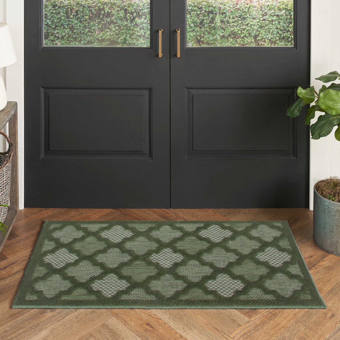 Nourison Home Easy Care NES01 Green  Contemporary Flat Weave Rug