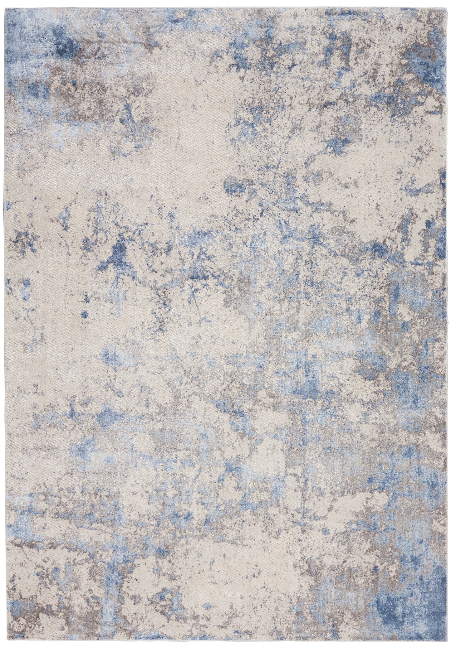 Nourison Home Silky Textures SLY04 Blue Ivory Grey  Contemporary Machinemade Rug