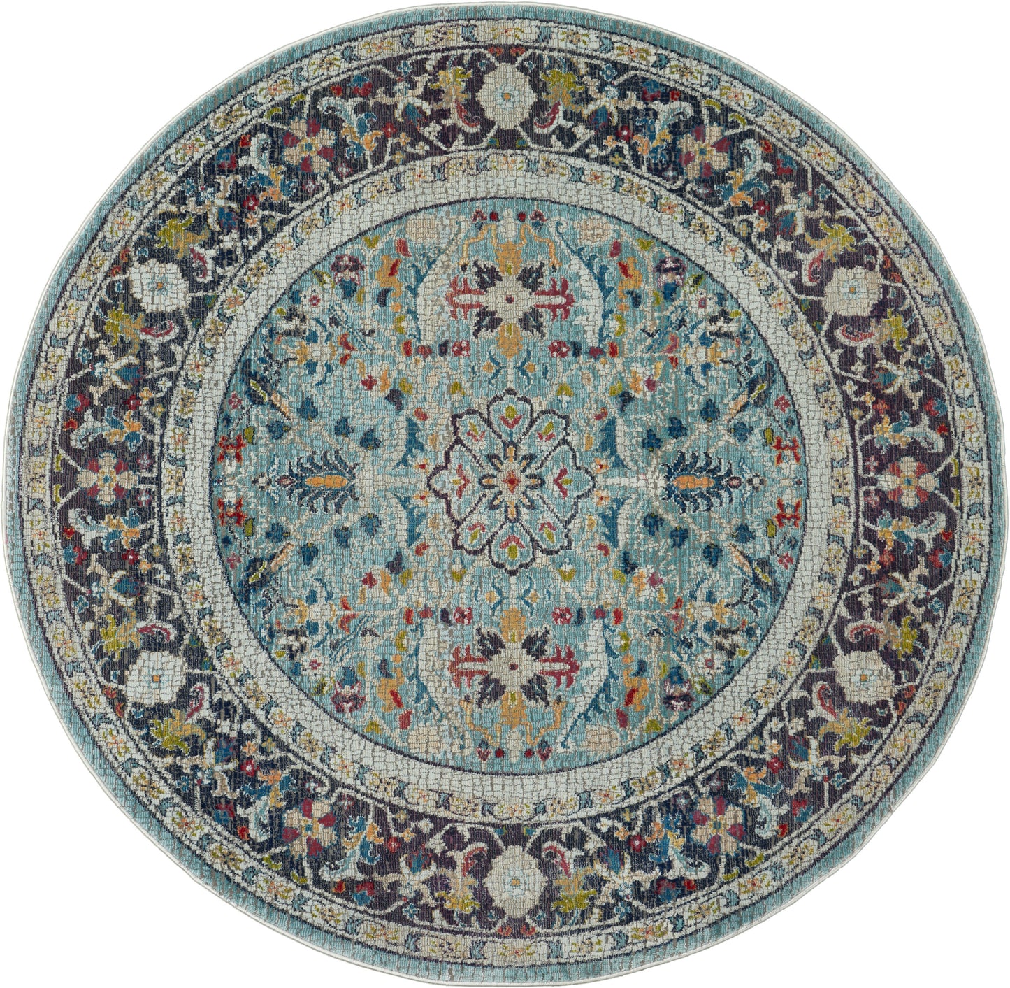 Nourison Home Ankara Global ANR14 Teal Multicolor  Traditional Machinemade Rug