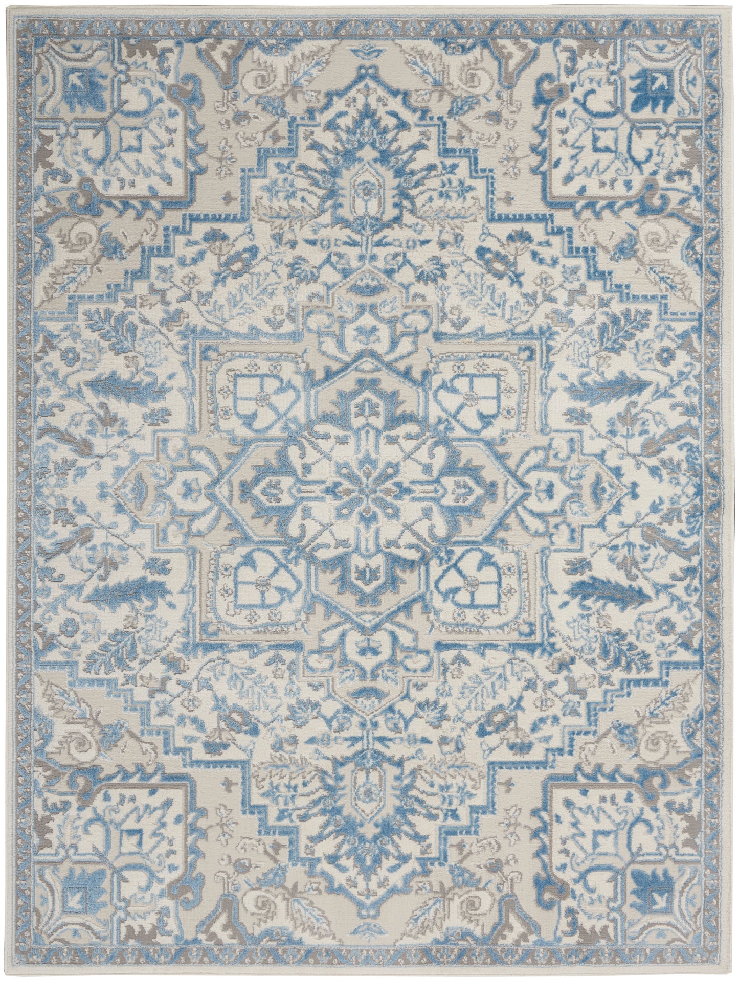 Nourison Home Elation ETN10 Ivory Blue  Traditional Machinemade Rug